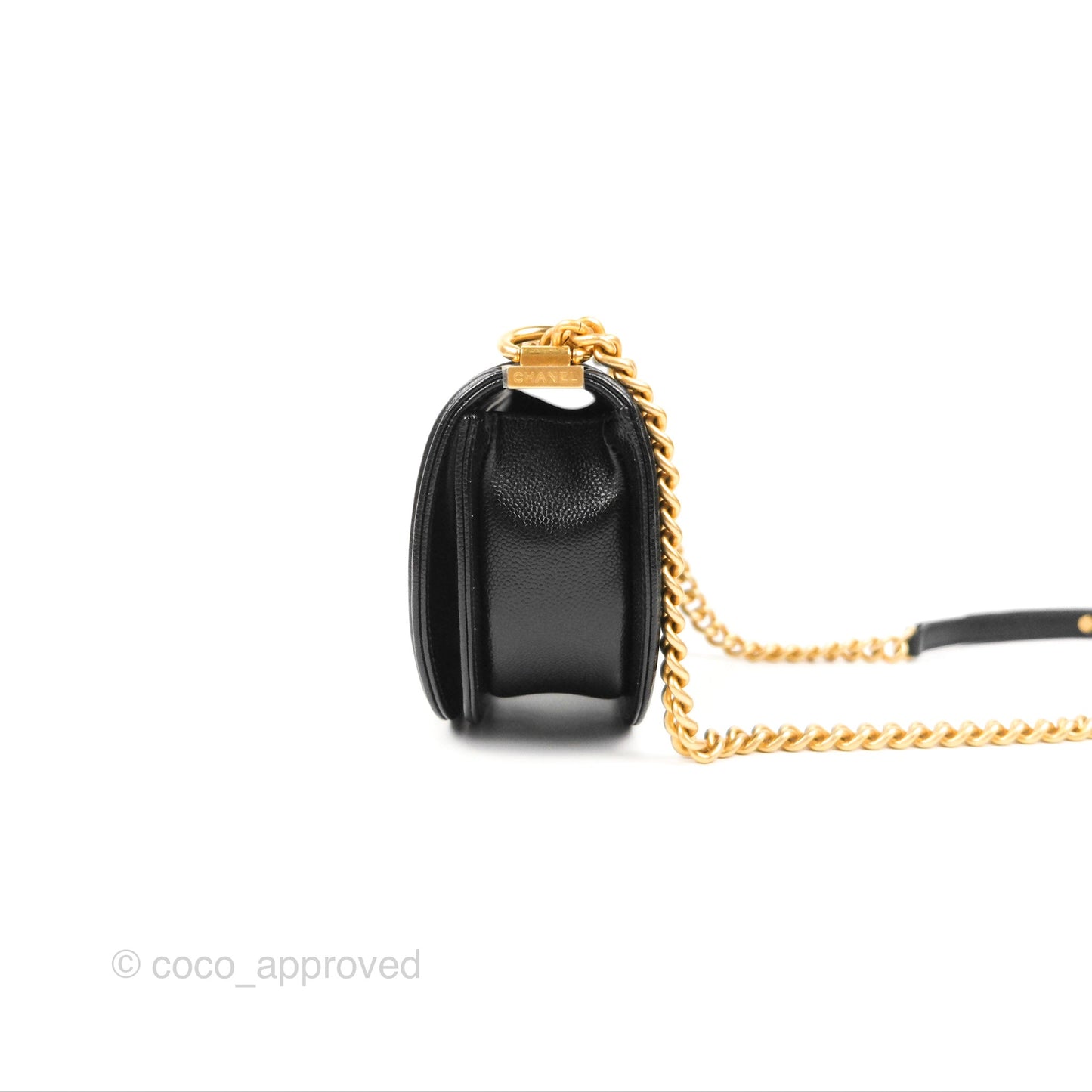 Chanel Boy Messenger Bag Black Caviar Aged Gold Hardware