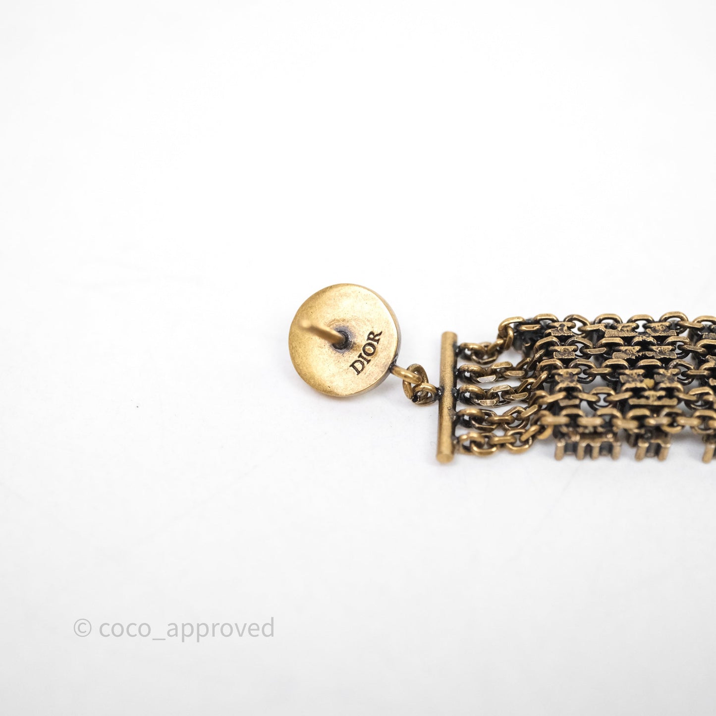 Christian Dior Crystal J'Adior Dangle Chain Earrings Gold Tone