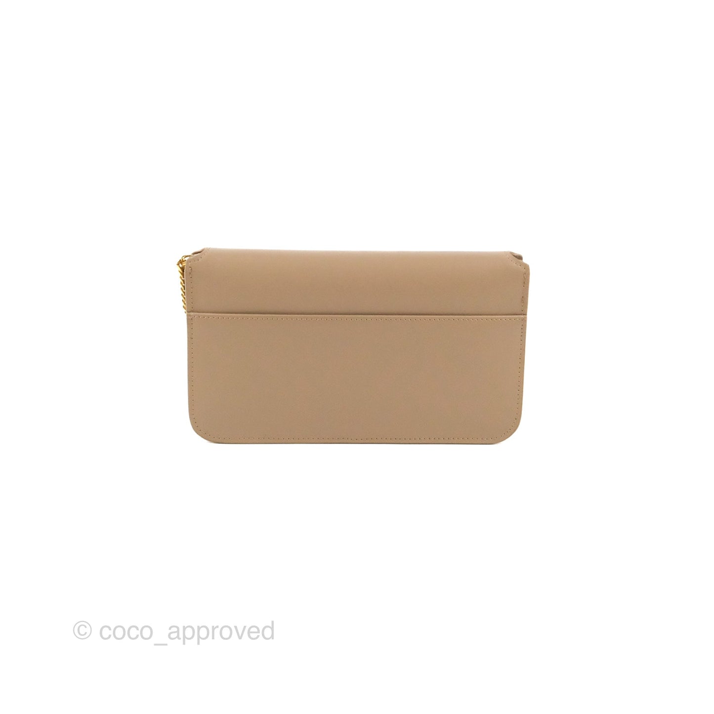 Saint Laurent Cassandre Phone Holder with Strap Smooth Calfskin Dark Beige