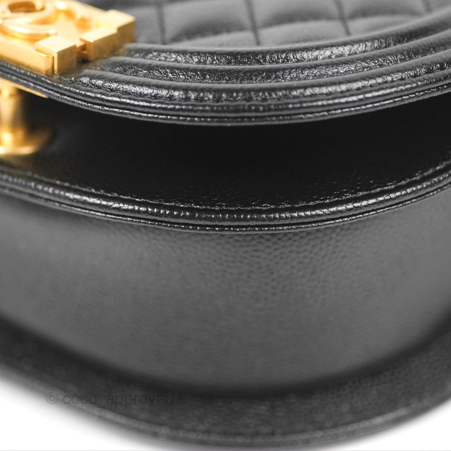 Chanel Boy Messenger Bag Black Caviar Aged Gold Hardware