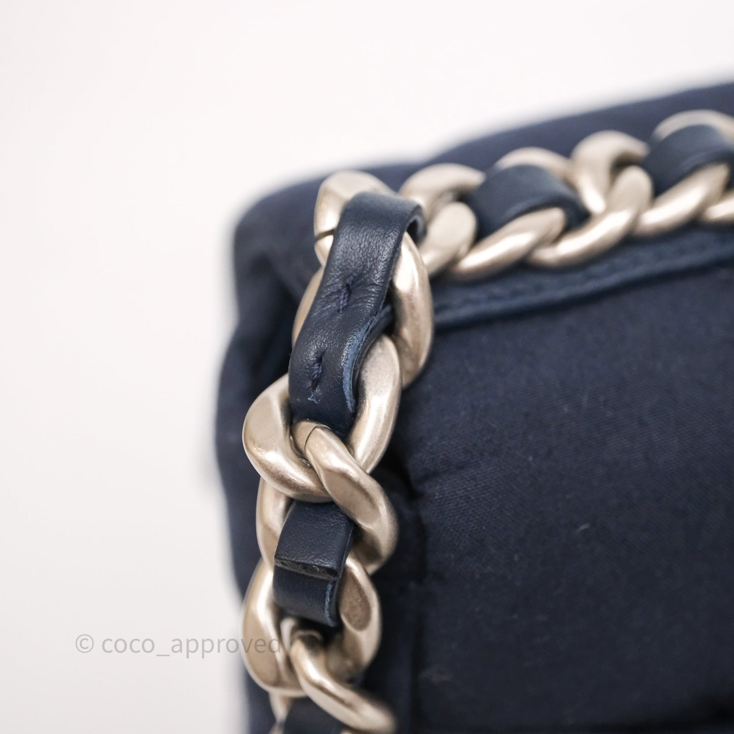 Chanel 19 Small Dark Navy Fabric Mixed Hardware