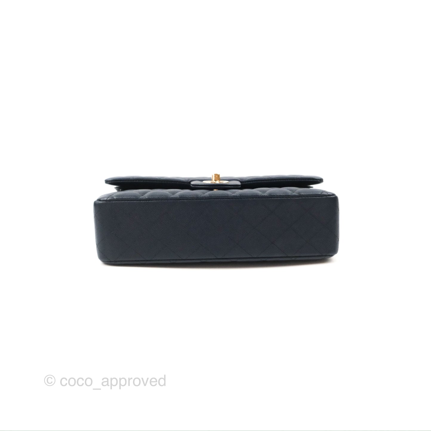 Chanel Classic M/L Medium Flap Quilted Navy Caviar Gold Hardware