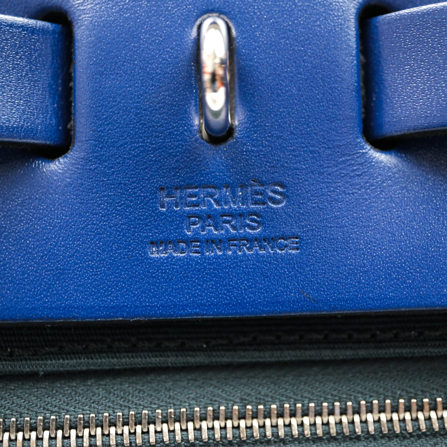 Hermes Herbag 31 Vert Cypres 6O/ Bleu Saphir 73 Palladium Hardware