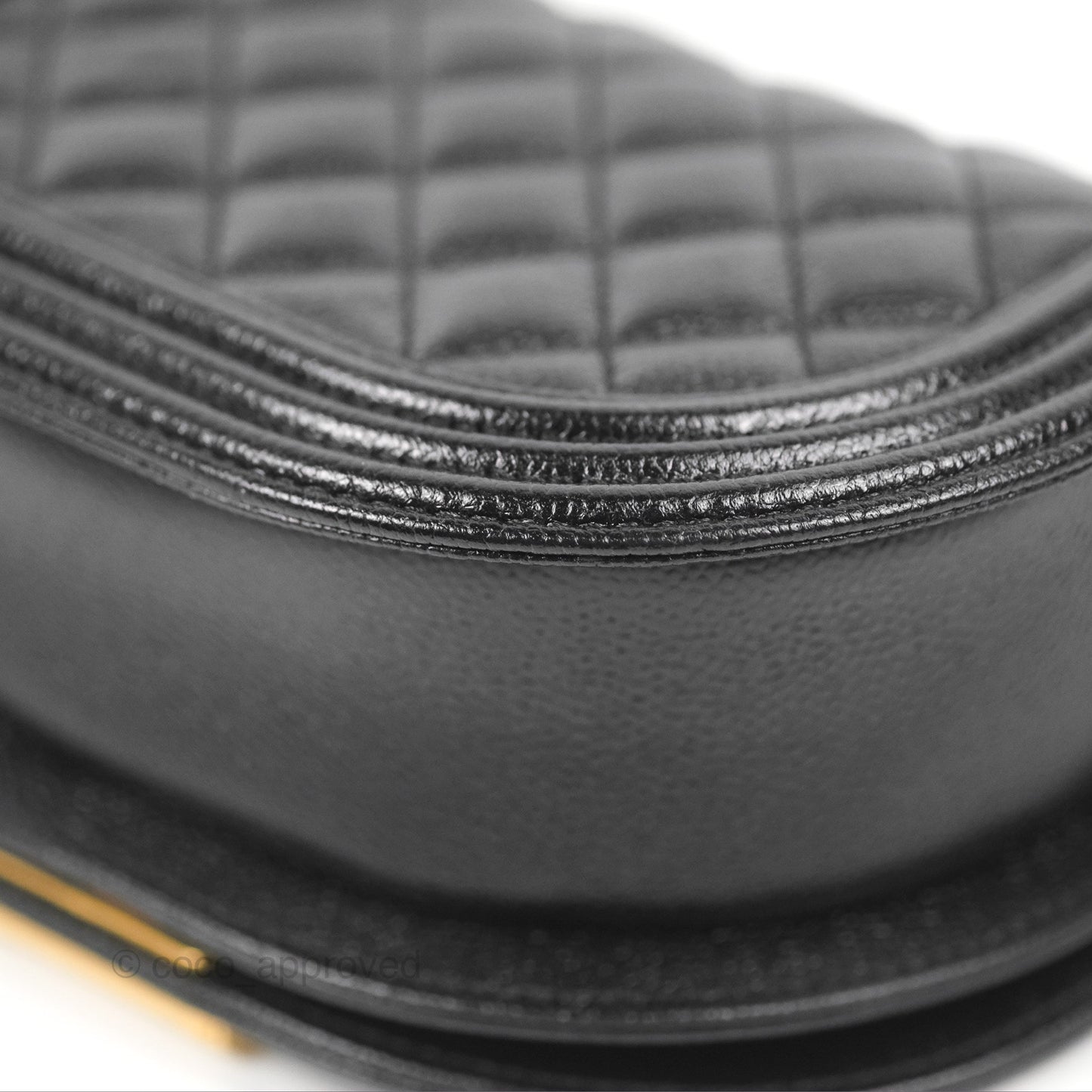 Chanel Boy Messenger Bag Black Caviar Aged Gold Hardware