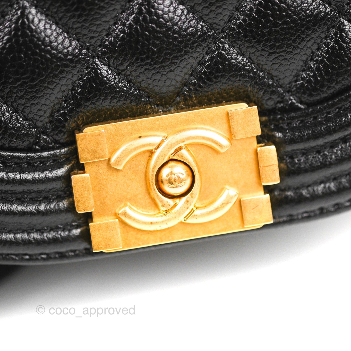 Chanel Boy Messenger Bag Black Caviar Aged Gold Hardware