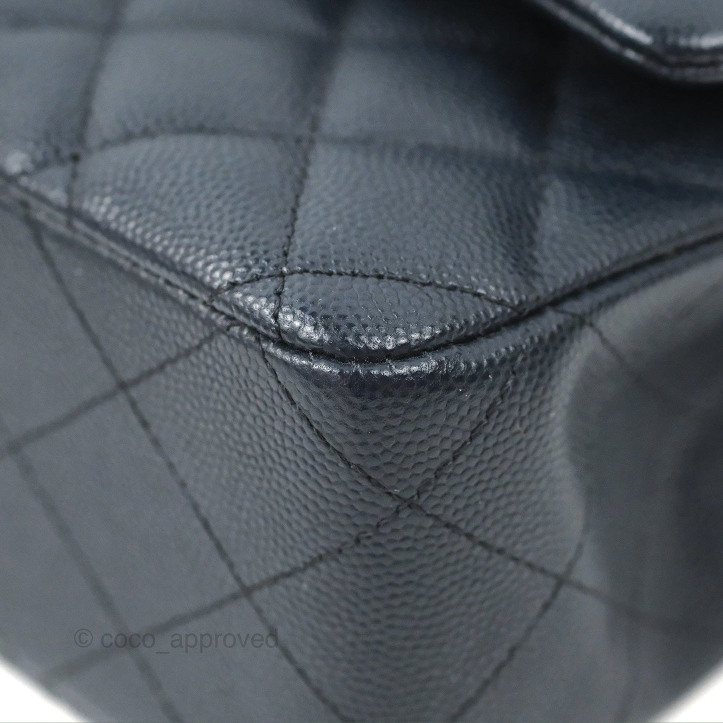 Chanel Classic M/L Medium Flap Quilted Navy Caviar Gold Hardware
