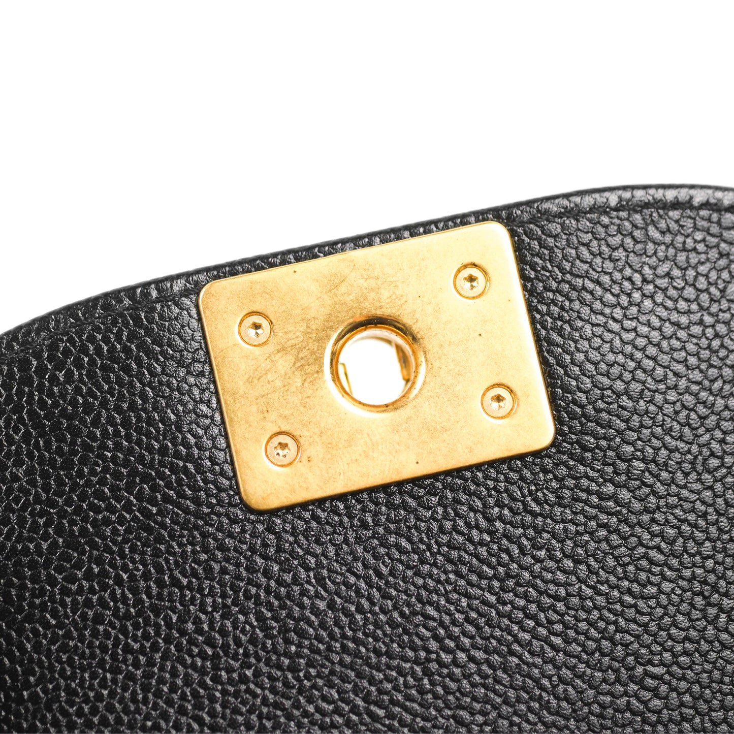 Chanel Boy Messenger Bag Black Caviar Aged Gold Hardware