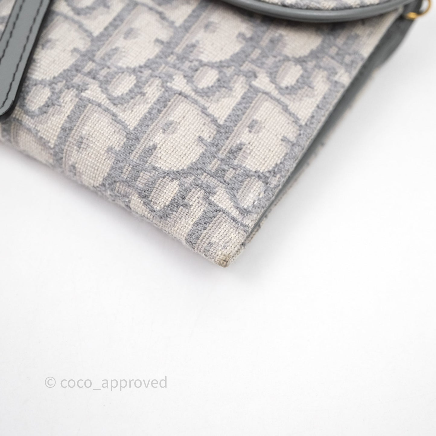 Christian Dior Saddle Chain Pouch Gray Oblique Jacquard