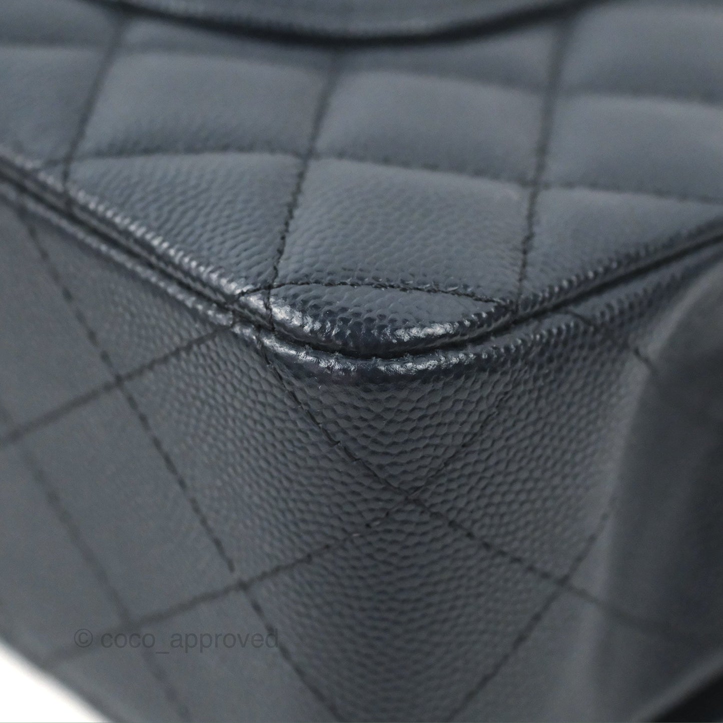 Chanel Classic M/L Medium Flap Quilted Navy Caviar Gold Hardware