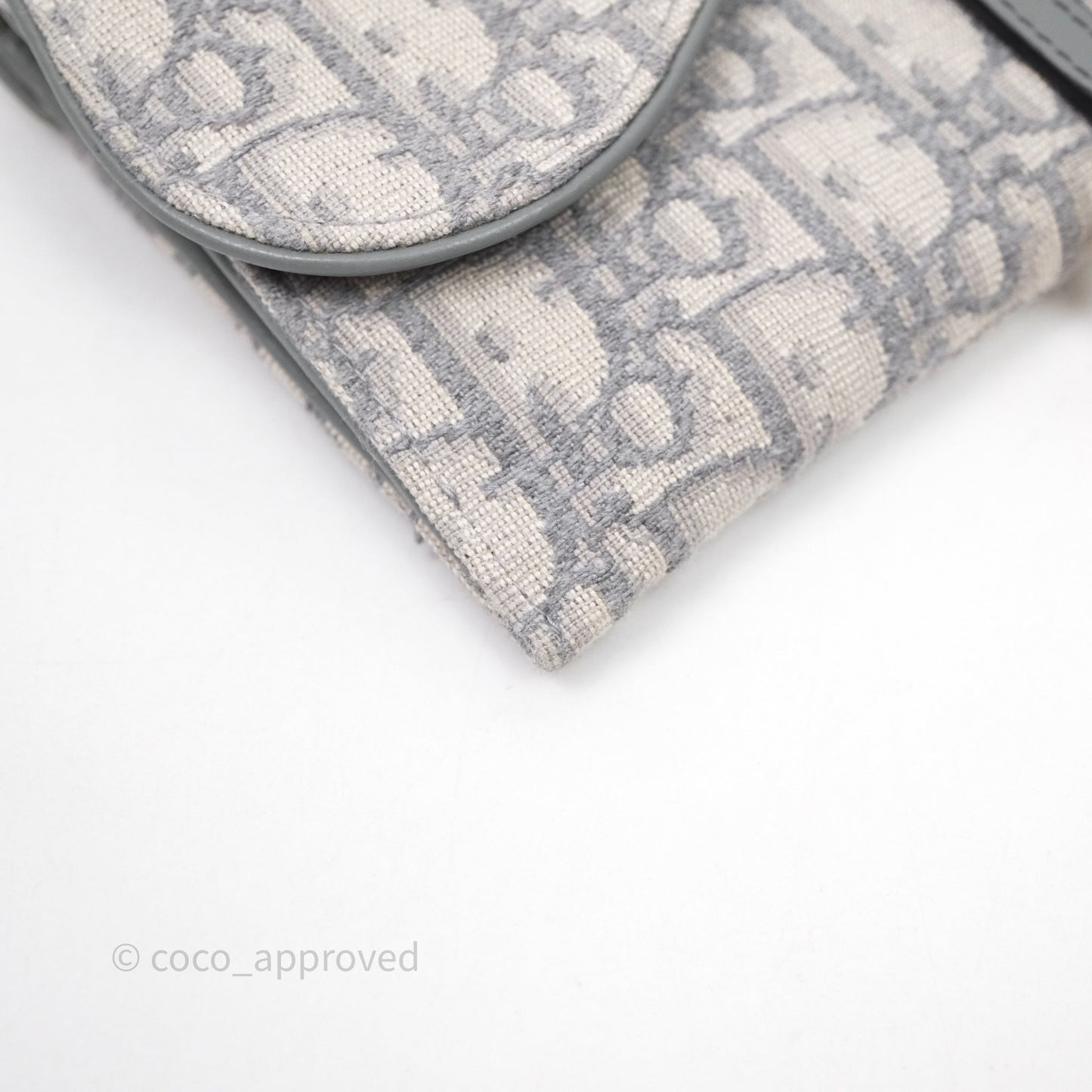 Christian Dior Saddle Chain Pouch Gray Oblique Jacquard
