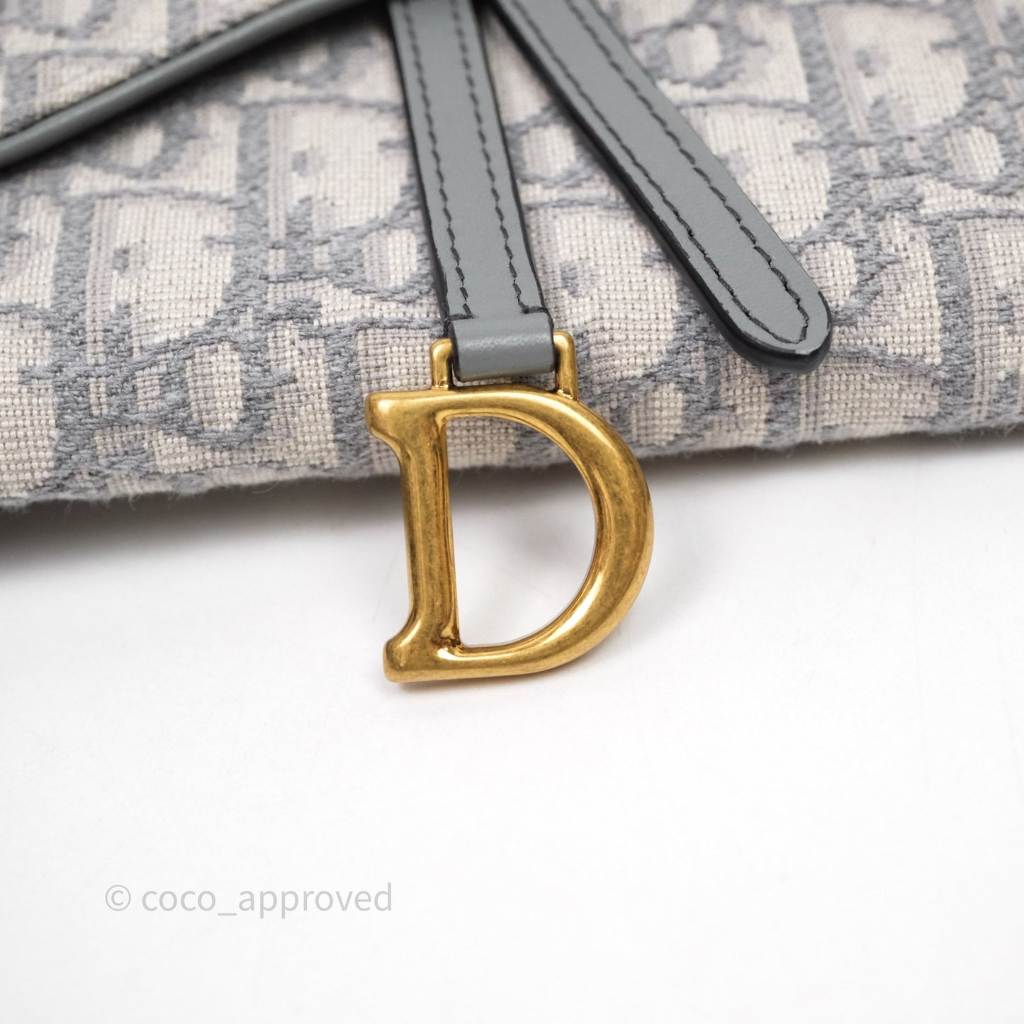 Christian Dior Saddle Chain Pouch Gray Oblique Jacquard