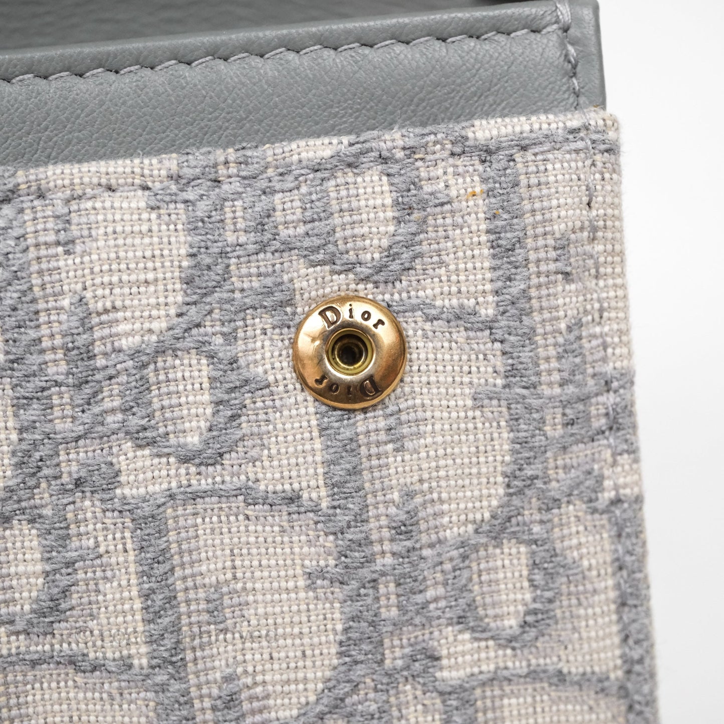 Christian Dior Saddle Chain Pouch Gray Oblique Jacquard