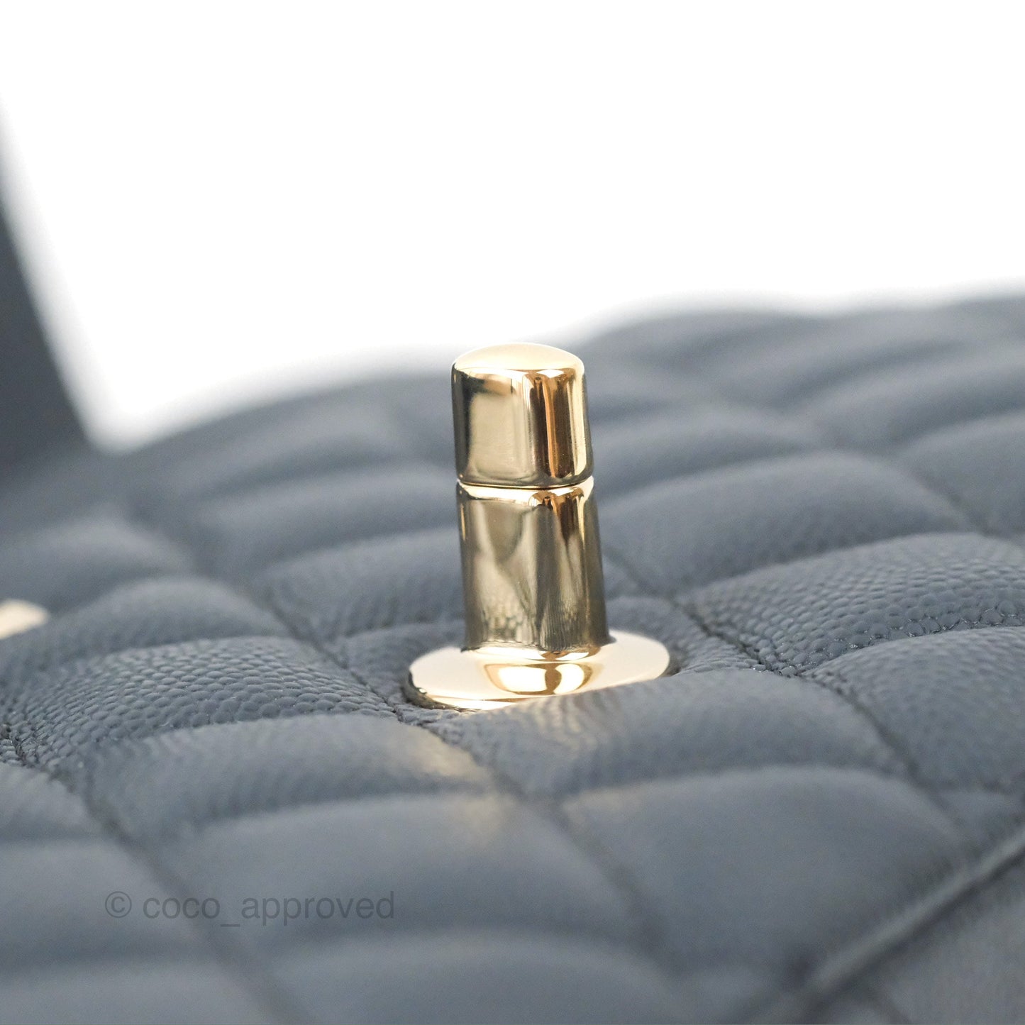 Chanel Classic M/L Medium Flap Quilted Navy Caviar Gold Hardware