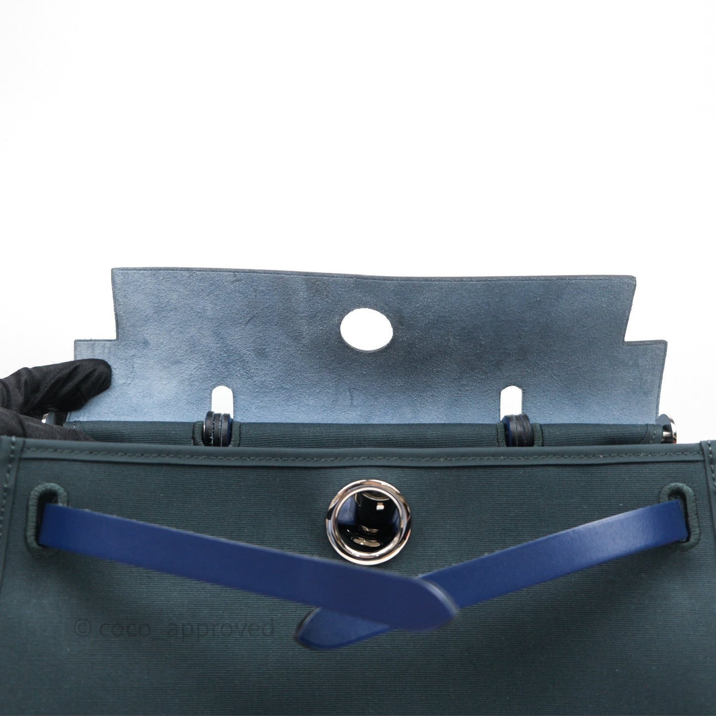 Hermes Herbag 31 Vert Cypres 6O/ Bleu Saphir 73 Palladium Hardware