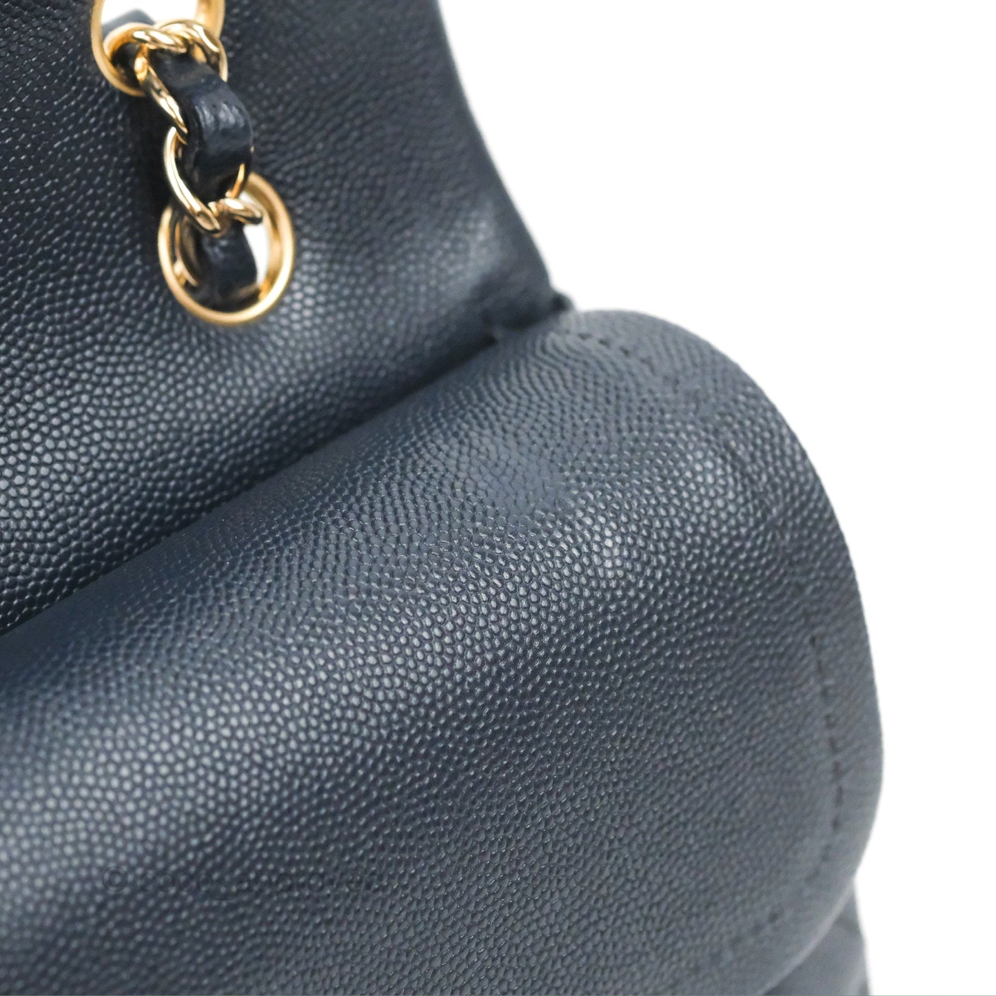 Chanel Classic M/L Medium Flap Quilted Navy Caviar Gold Hardware