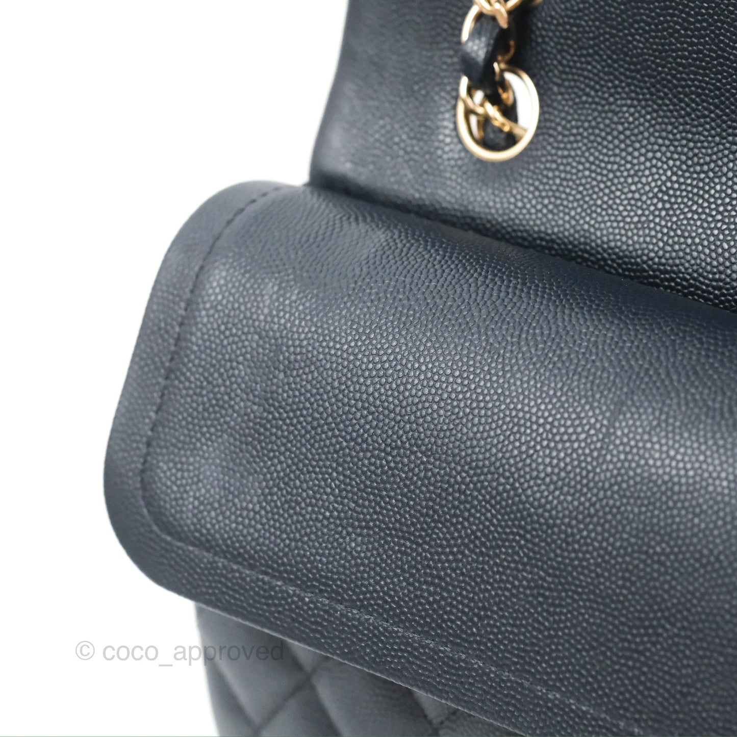 Chanel Classic M/L Medium Flap Quilted Navy Caviar Gold Hardware