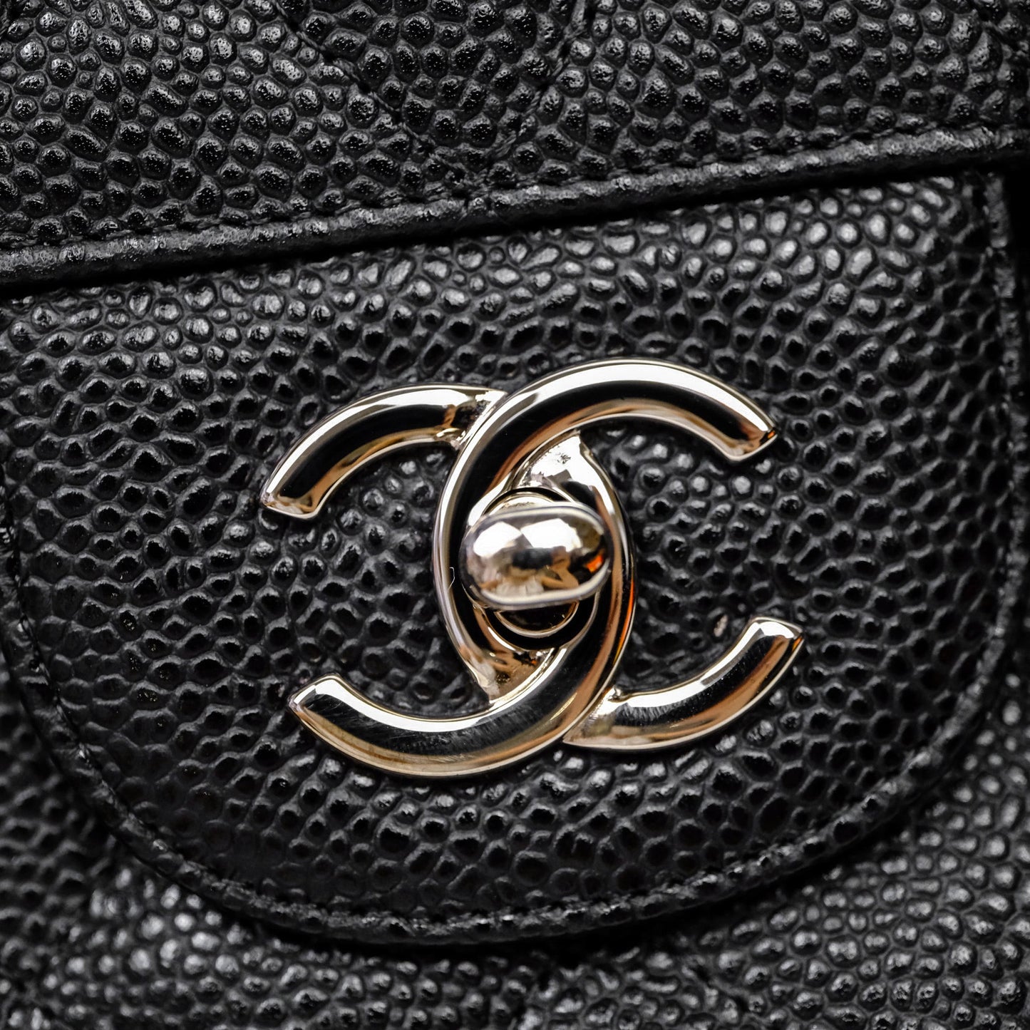 Chanel Jumbo Double Flap Black Caviar Silver Hardware⁣⁣