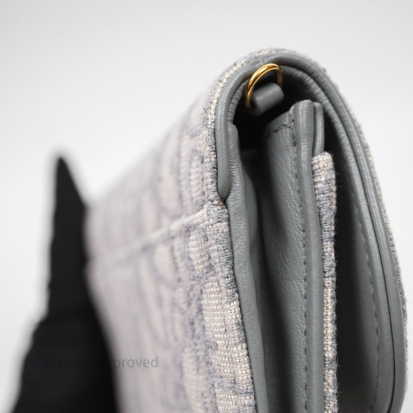 Christian Dior Saddle Chain Pouch Gray Oblique Jacquard