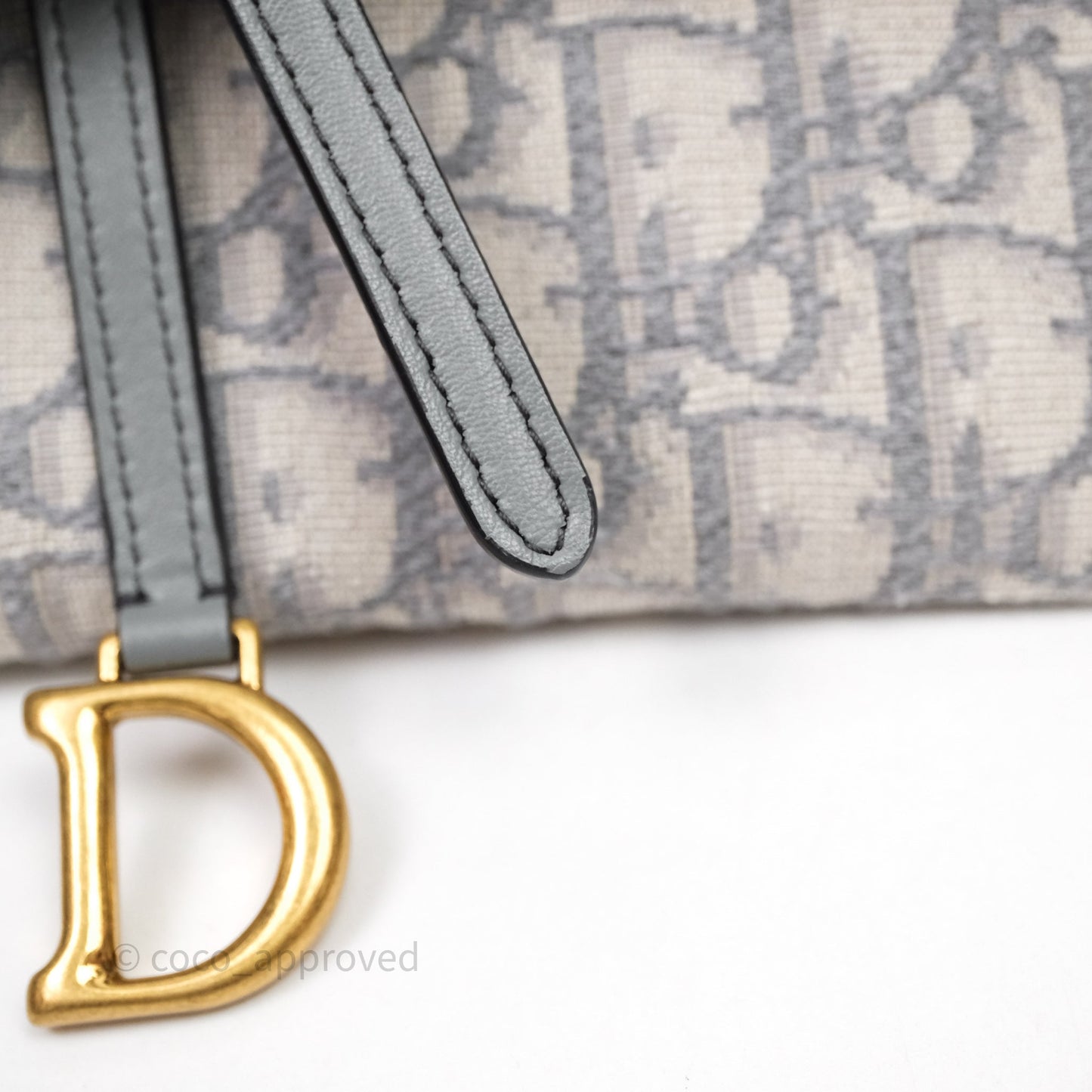 Christian Dior Saddle Chain Pouch Gray Oblique Jacquard