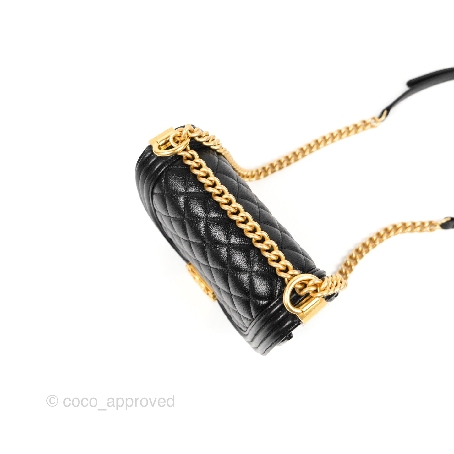 Chanel Boy Messenger Bag Black Caviar Aged Gold Hardware