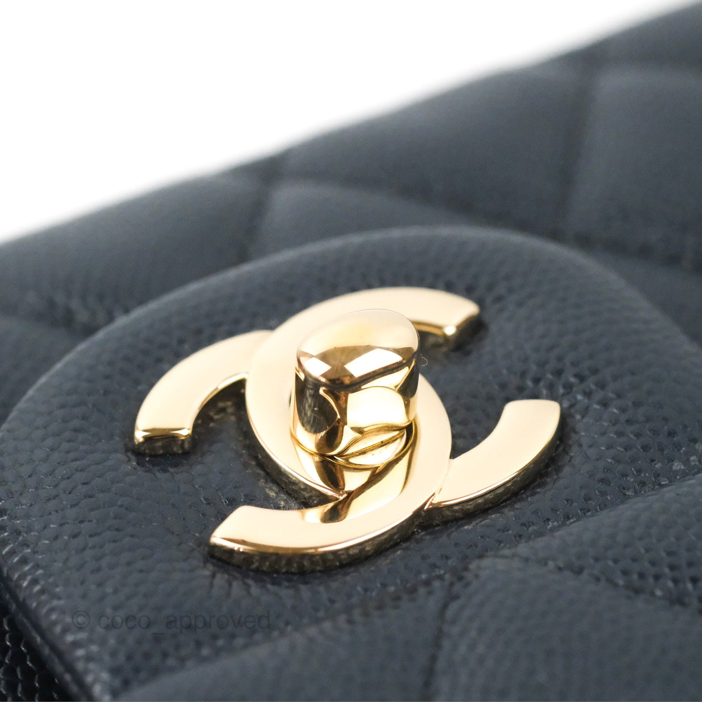 Chanel Classic M/L Medium Flap Quilted Navy Caviar Gold Hardware