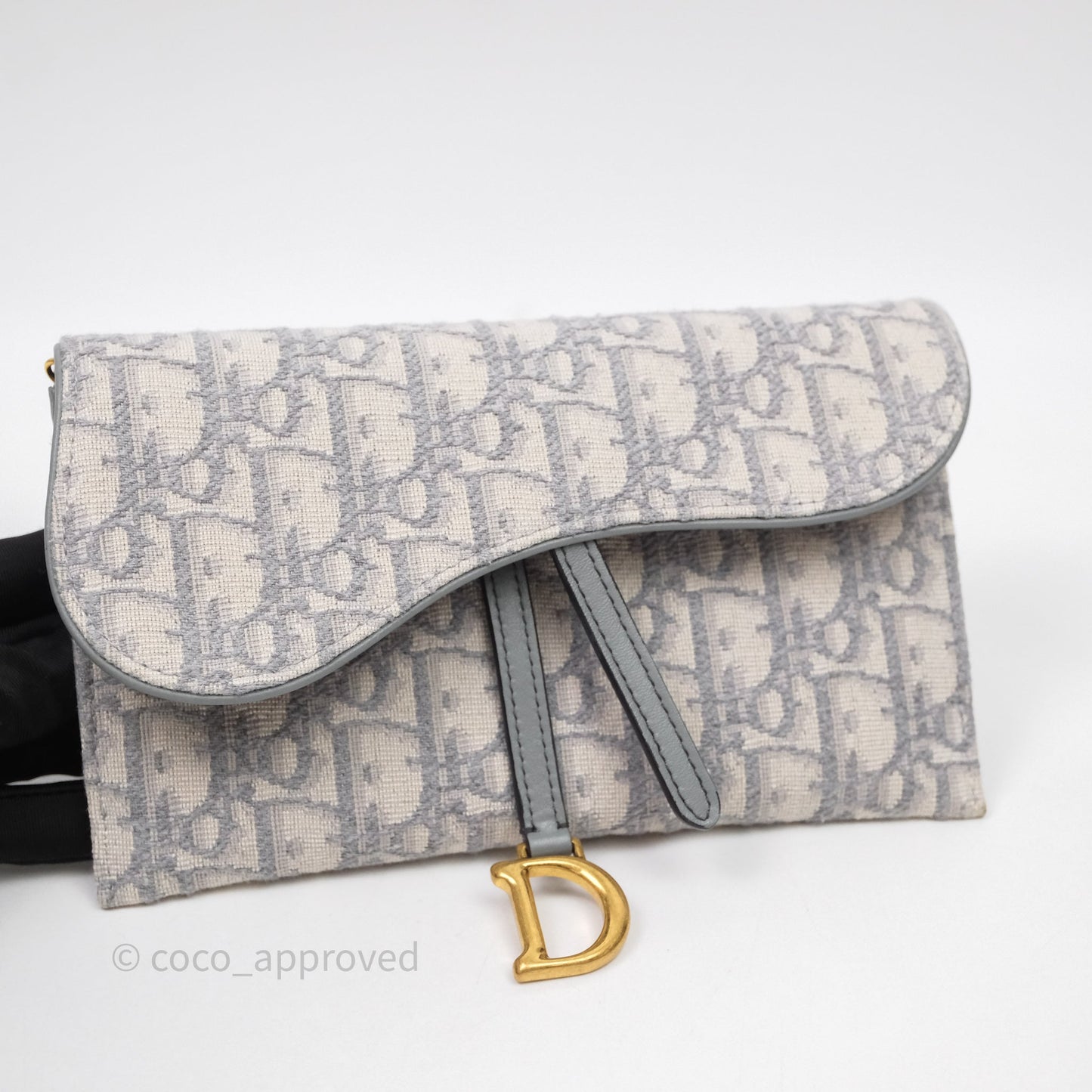 Christian Dior Saddle Chain Pouch Gray Oblique Jacquard