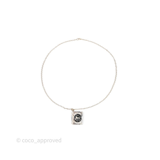 Chanel CC Logo Lion Book Locket Black/Light Gold Necklace 22C