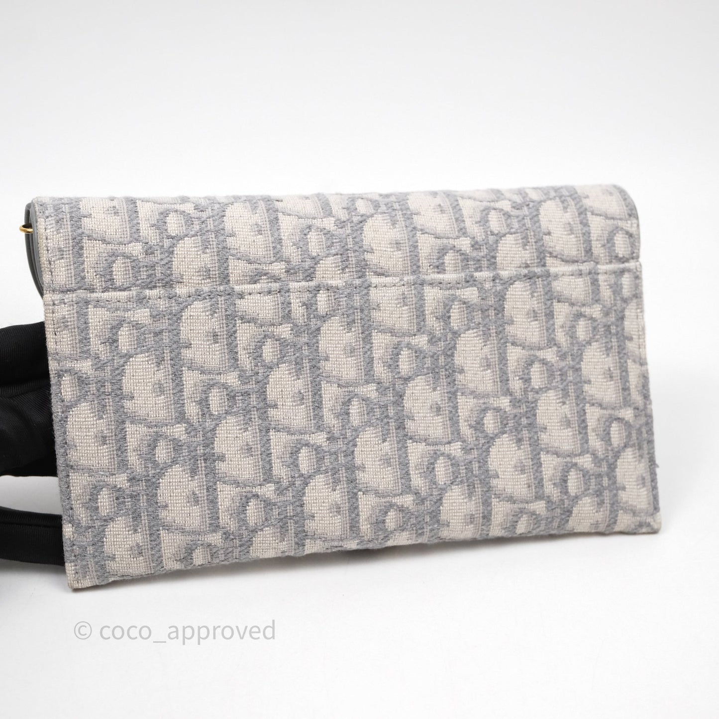 Christian Dior Saddle Chain Pouch Gray Oblique Jacquard
