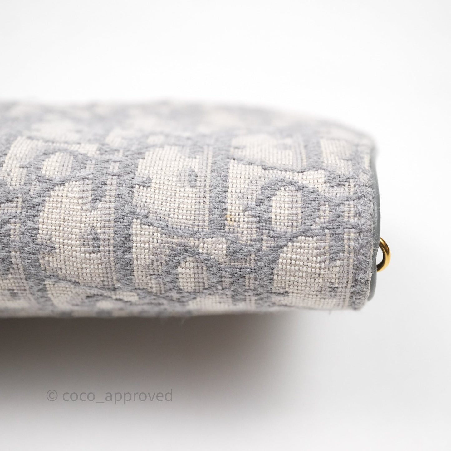 Christian Dior Saddle Chain Pouch Gray Oblique Jacquard
