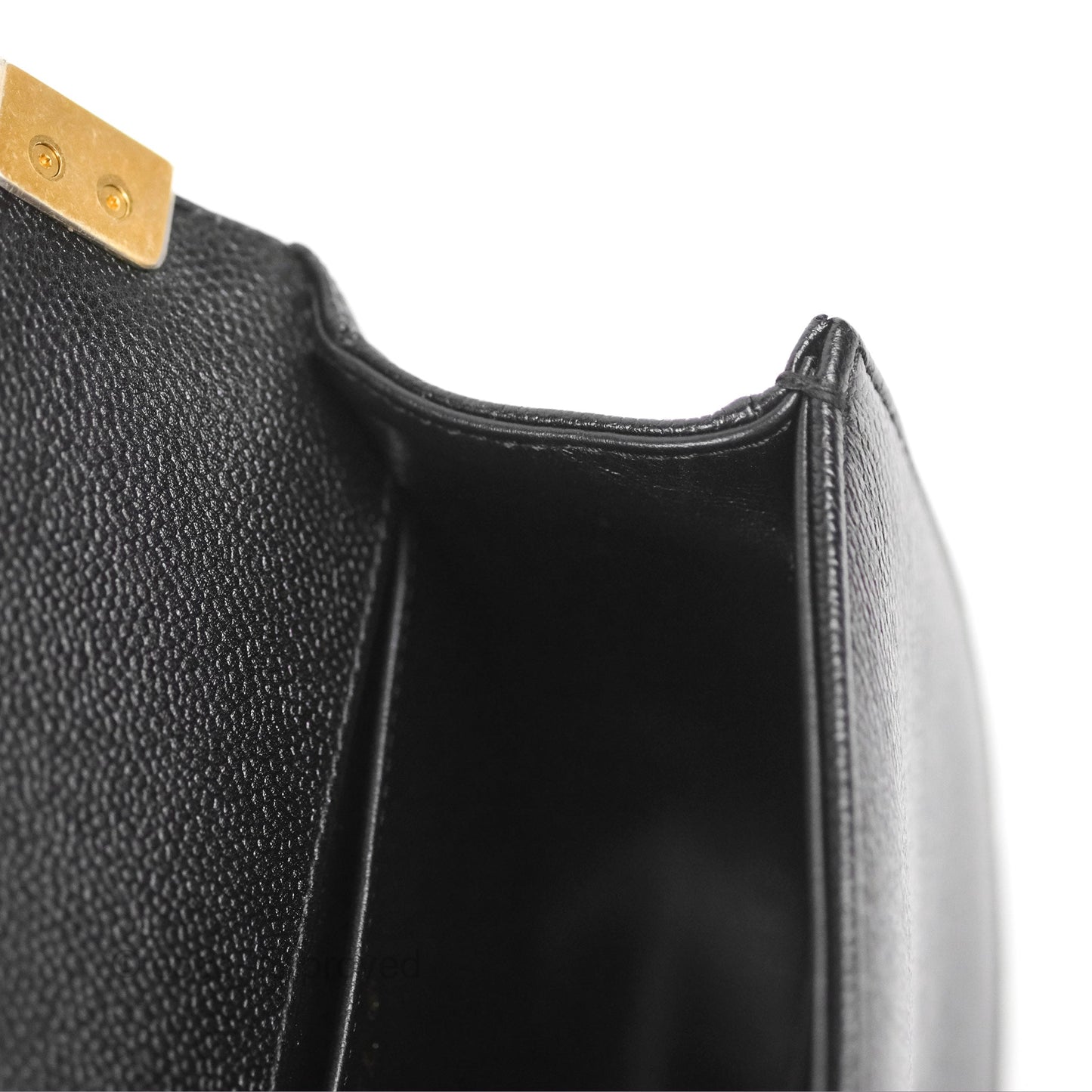 Chanel Boy Messenger Bag Black Caviar Aged Gold Hardware