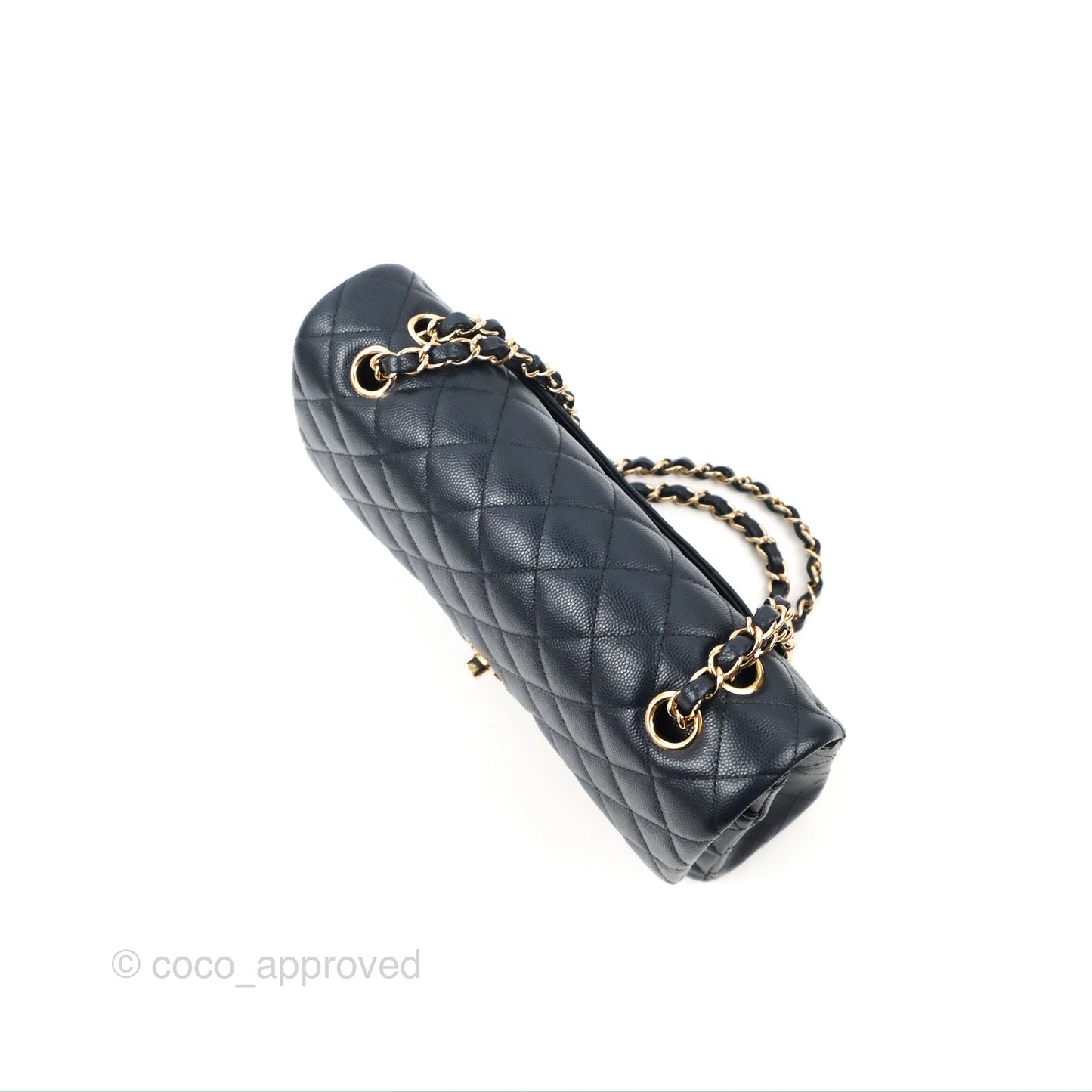 Chanel Classic M/L Medium Flap Quilted Navy Caviar Gold Hardware
