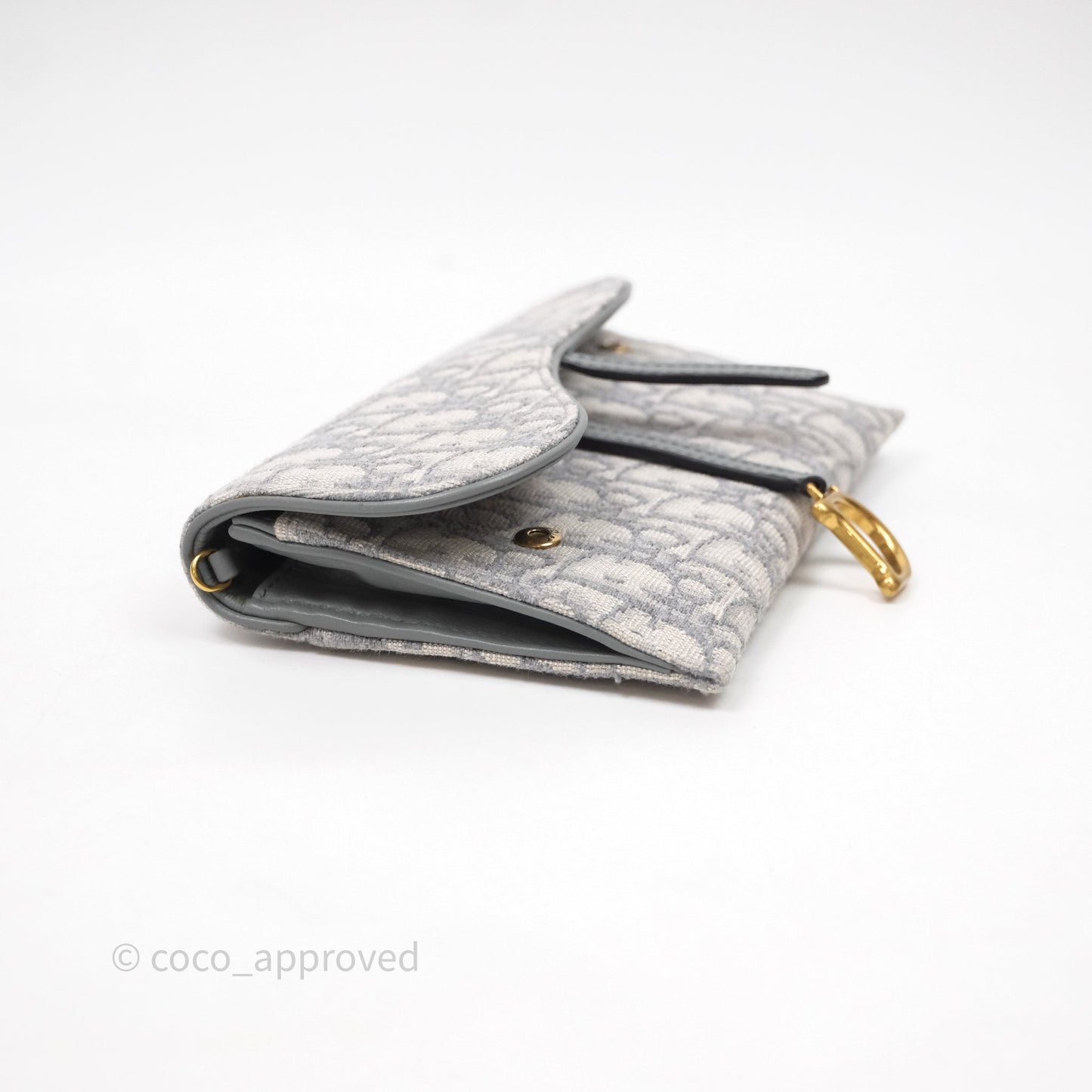 Christian Dior Saddle Chain Pouch Gray Oblique Jacquard