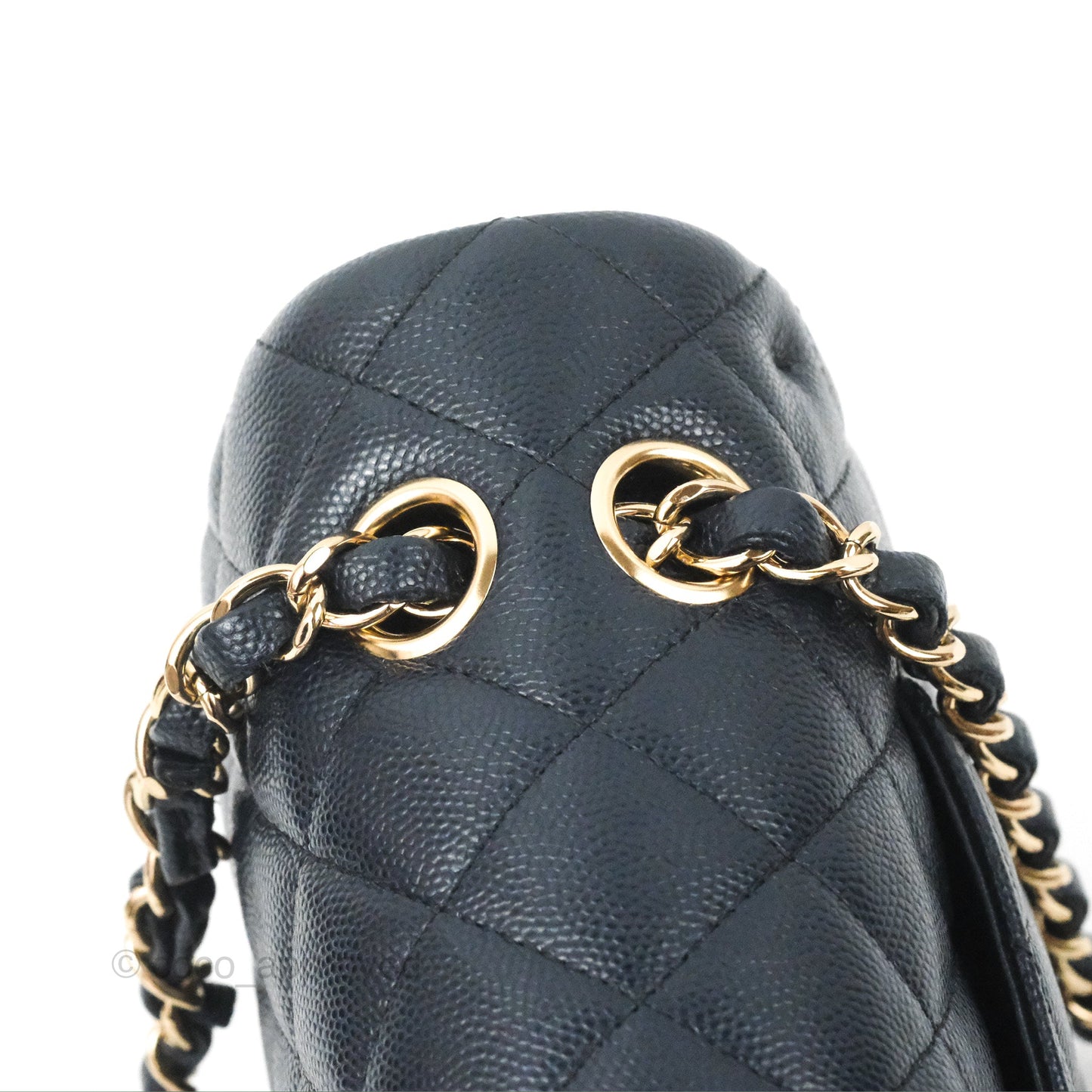 Chanel Classic M/L Medium Flap Quilted Navy Caviar Gold Hardware