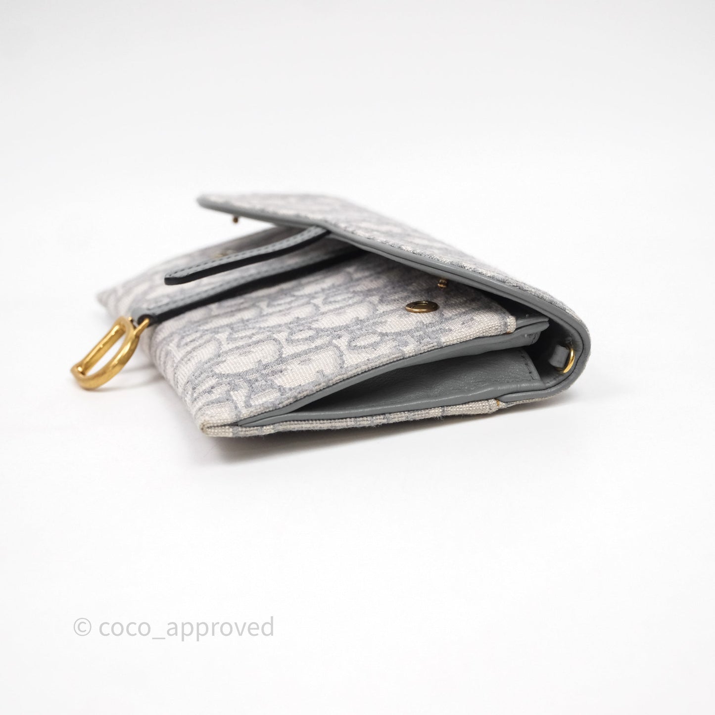 Christian Dior Saddle Chain Pouch Gray Oblique Jacquard