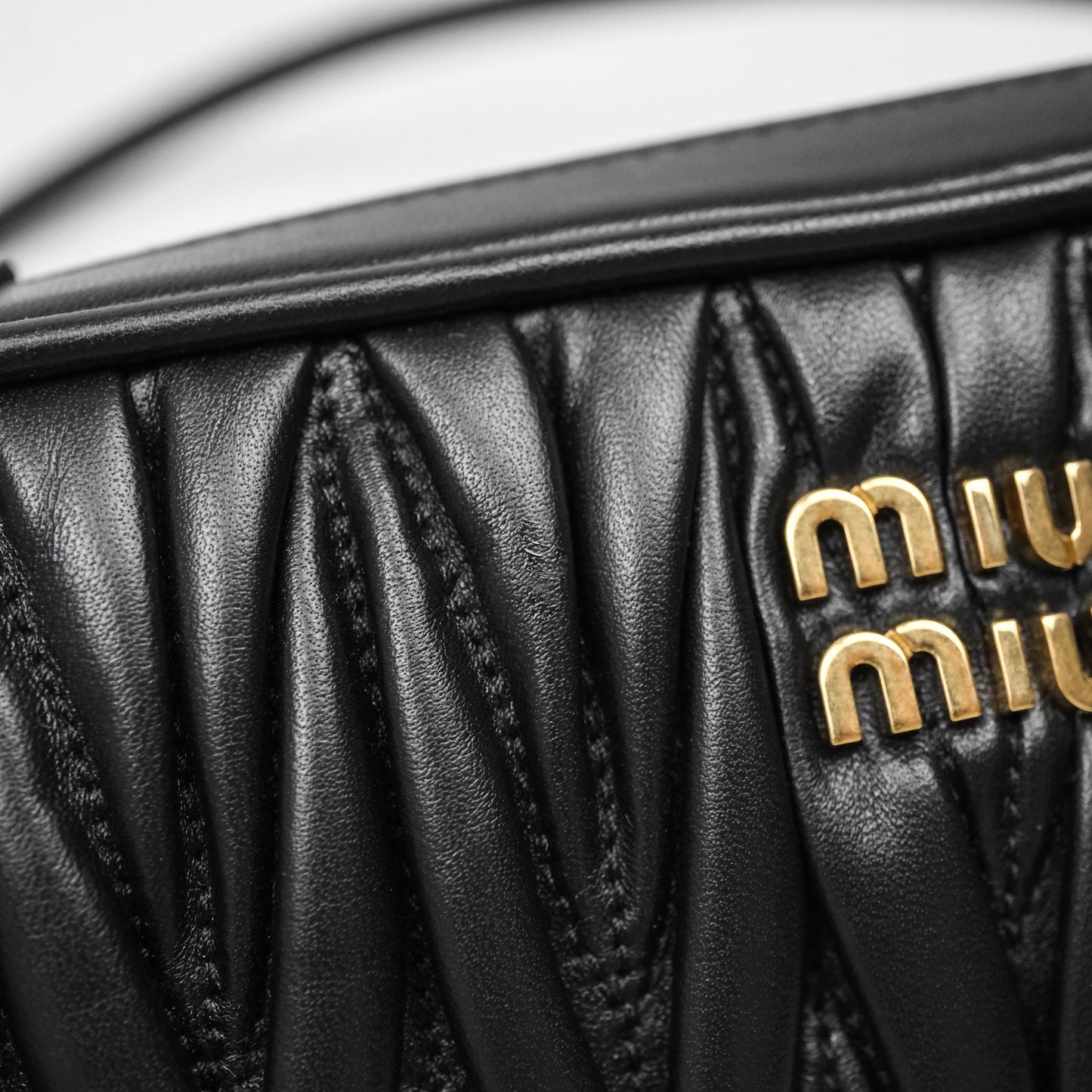 Miu Miu Matelassé Nappa Leather Shoulder Black Bag