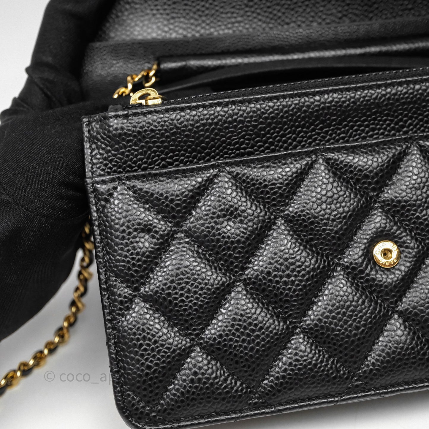 Chanel Quilted WOC Black Caviar Gold Hardware