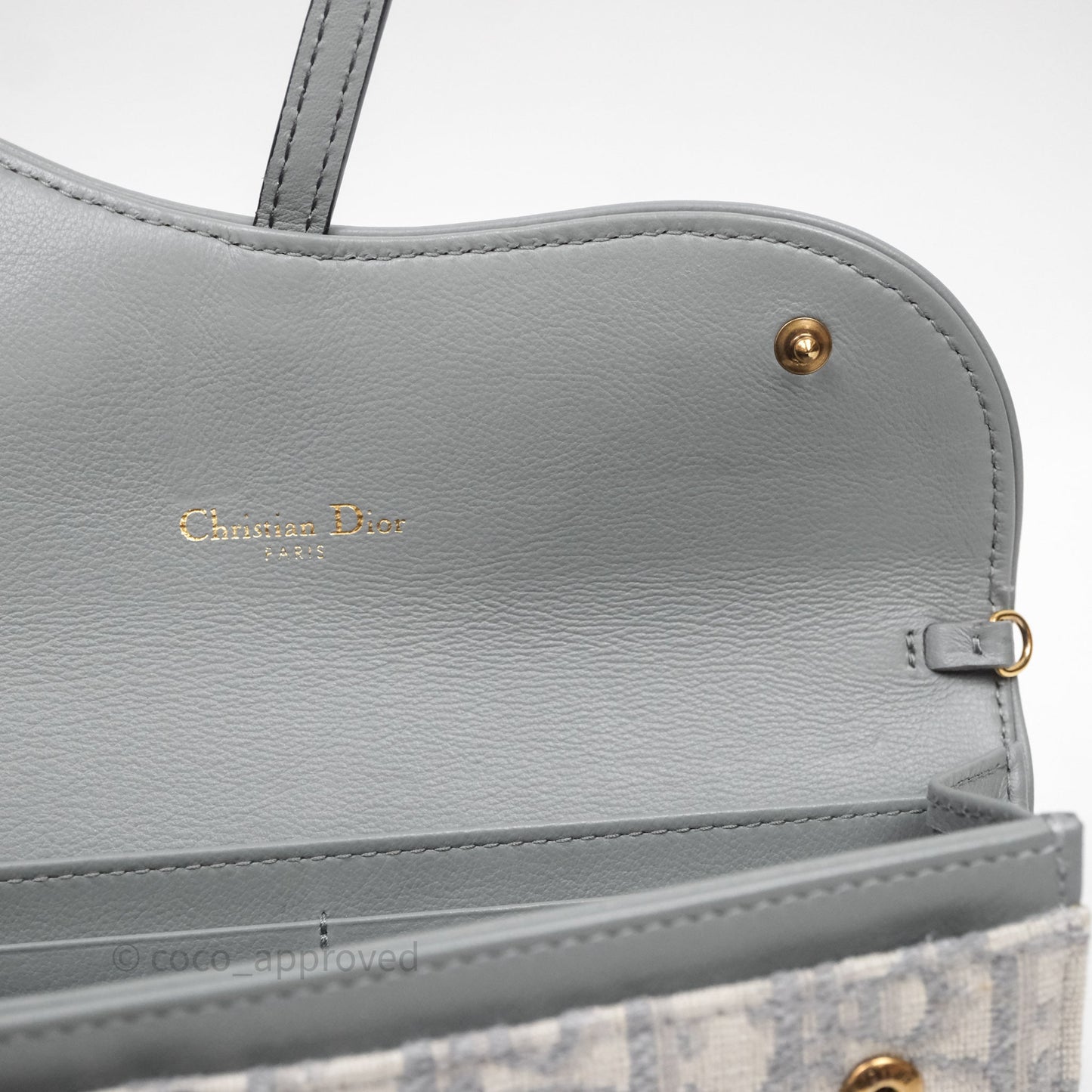 Christian Dior Saddle Chain Pouch Gray Oblique Jacquard