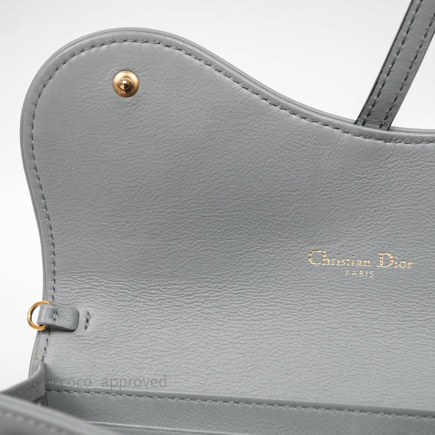 Christian Dior Saddle Chain Pouch Gray Oblique Jacquard