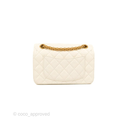 Chanel Mini Reissue 224 White Aged Calfskin Gold Hardware