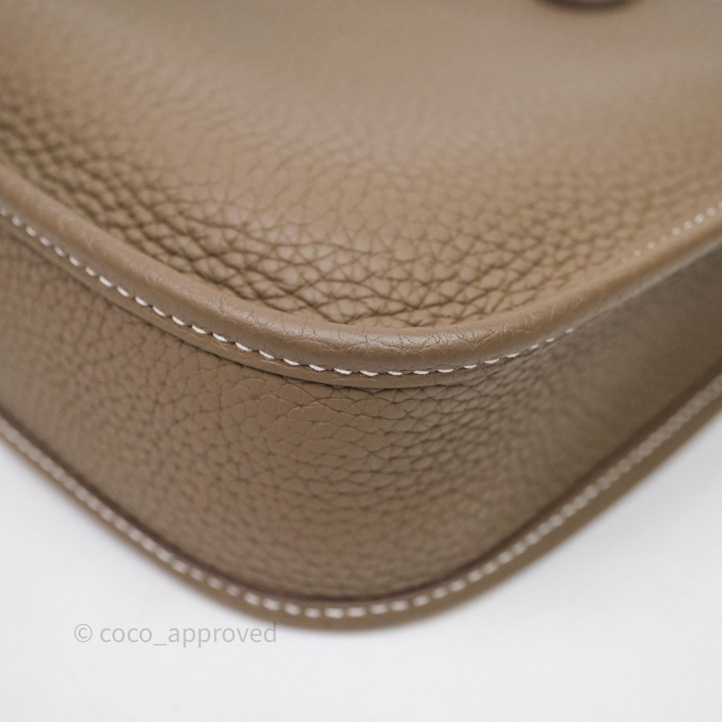 Hermès Mini Evelyne 16 Etoupe 18 Clemence Palladium Hardware Bleu Indigo Strap