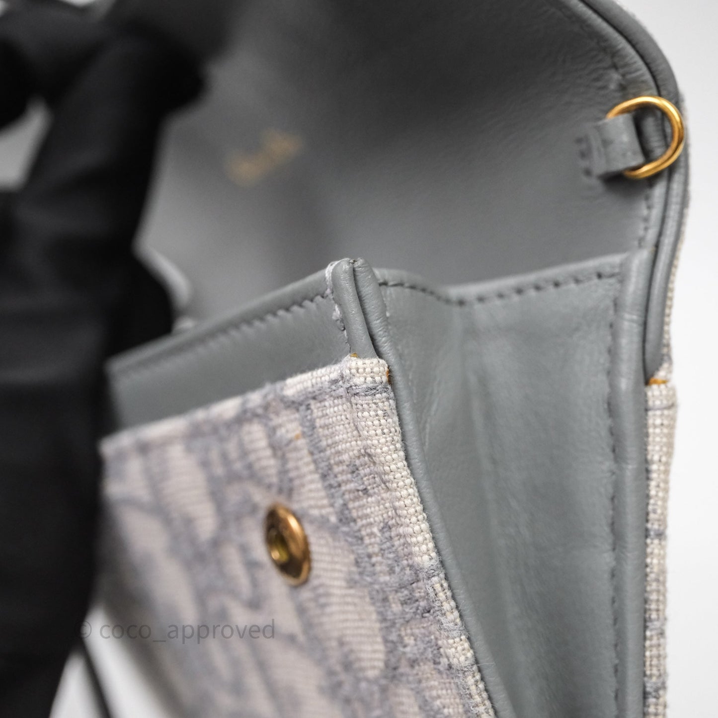 Christian Dior Saddle Chain Pouch Gray Oblique Jacquard