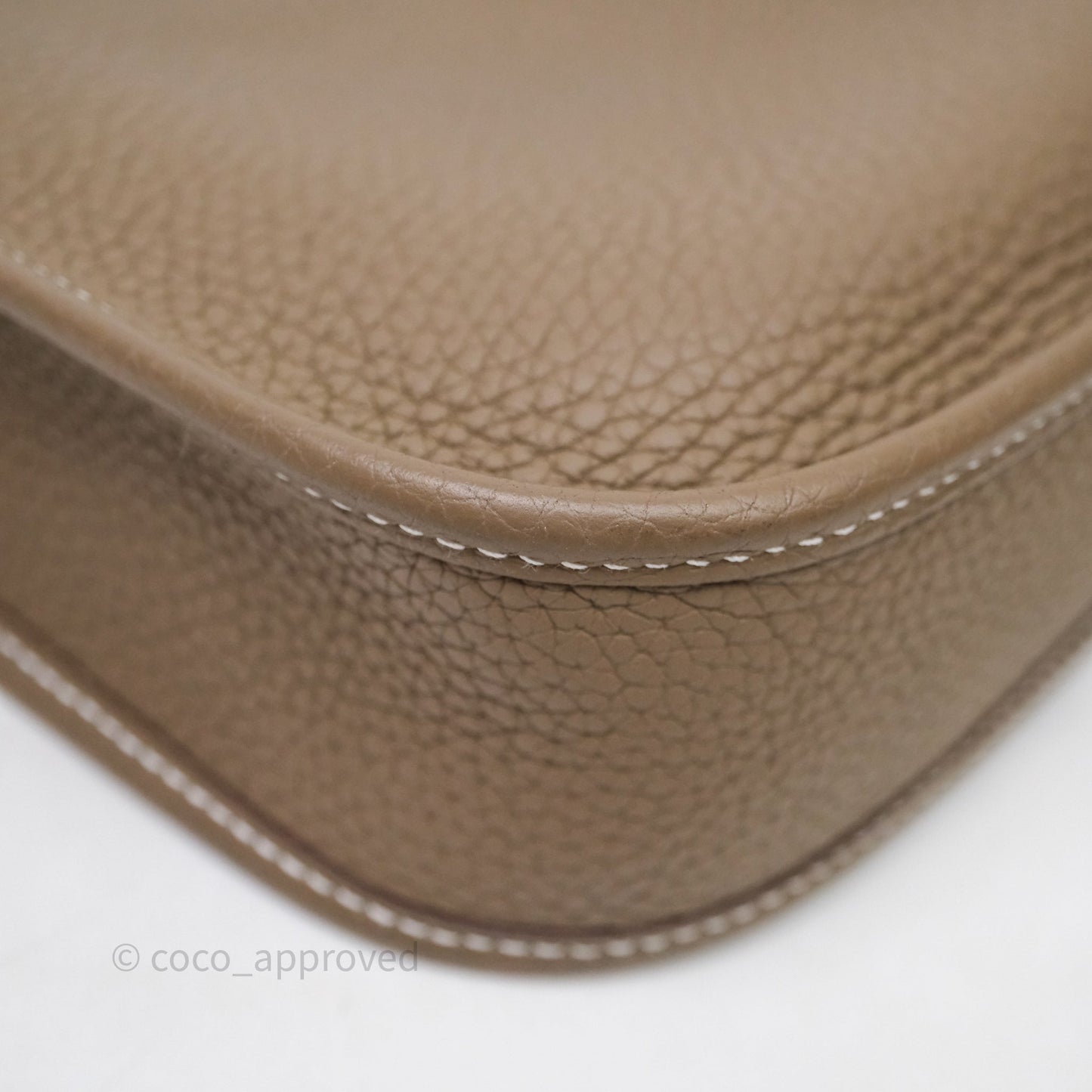 Hermès Mini Evelyne 16 Etoupe 18 Clemence Palladium Hardware Bleu Indigo Strap