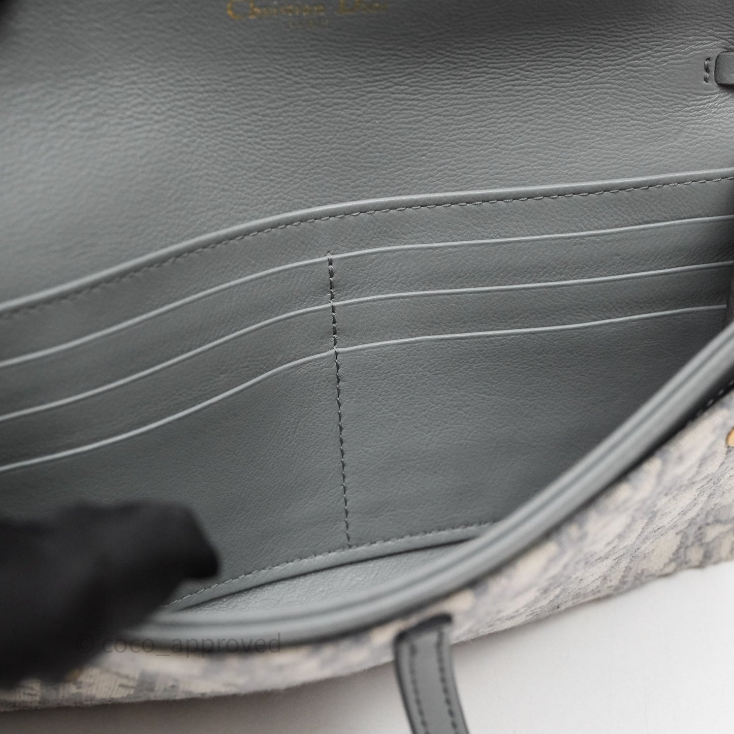 Christian Dior Saddle Chain Pouch Gray Oblique Jacquard