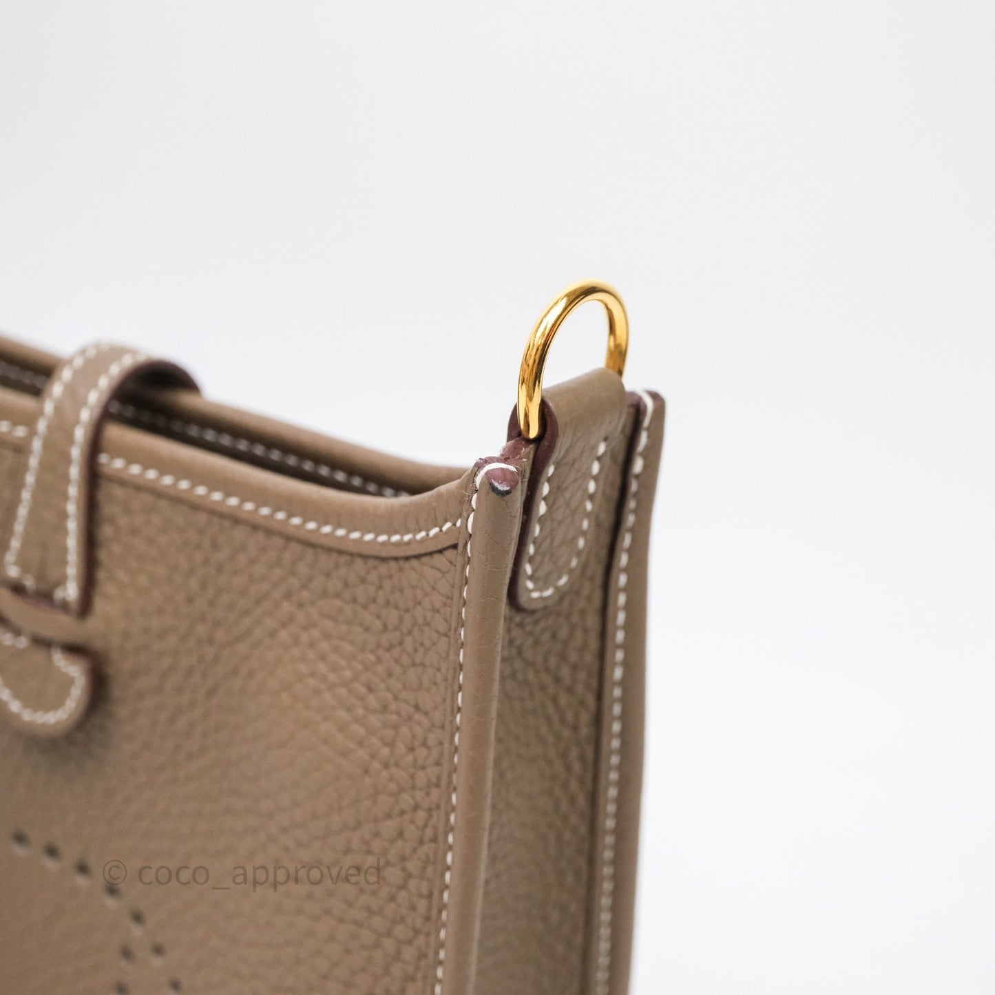 Hermès Mini Evelyne 16 Etoupe 18 Clemence Palladium Hardware Bleu Indigo Strap