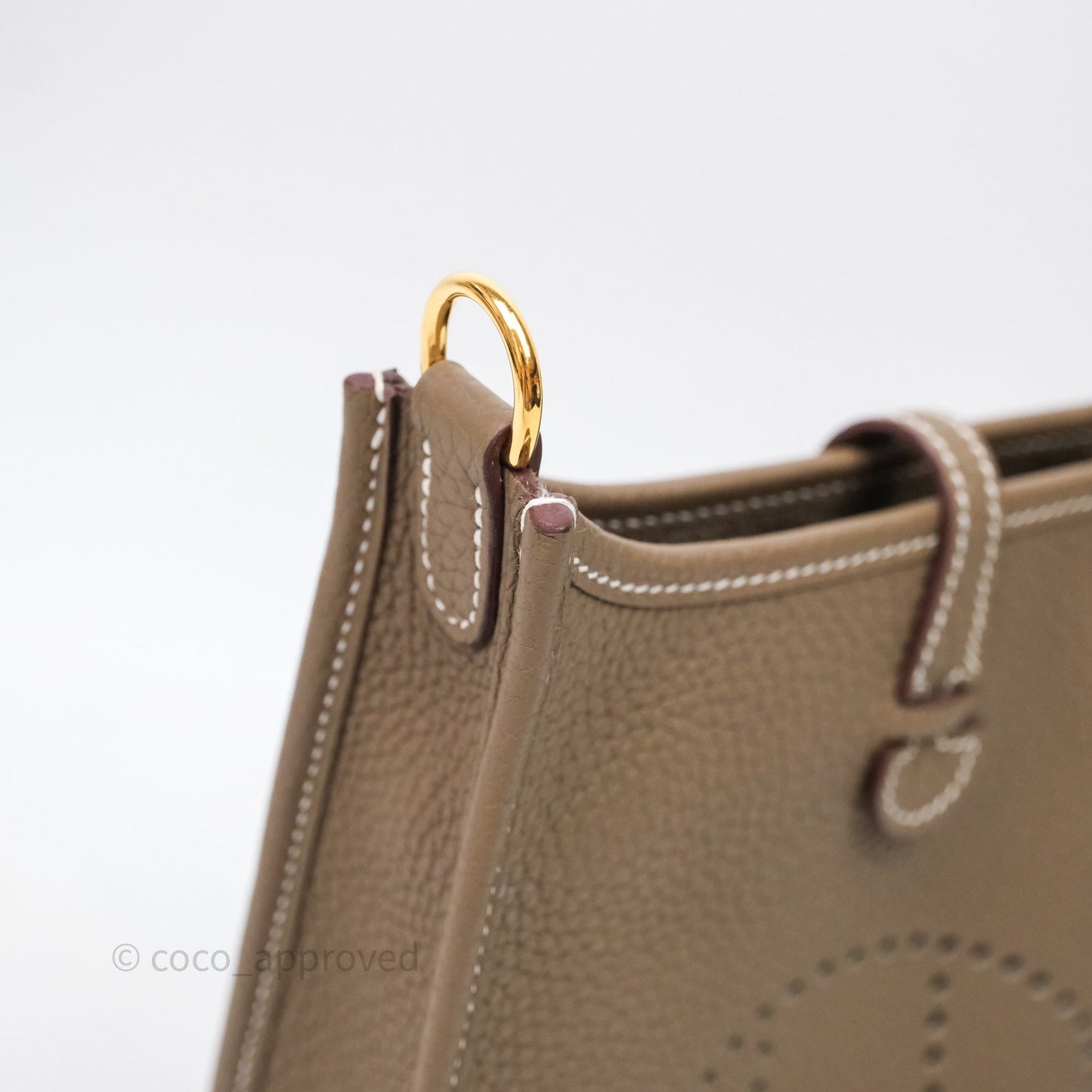 Hermès Mini Evelyne 16 Etoupe 18 Clemence Palladium Hardware Bleu Indigo Strap