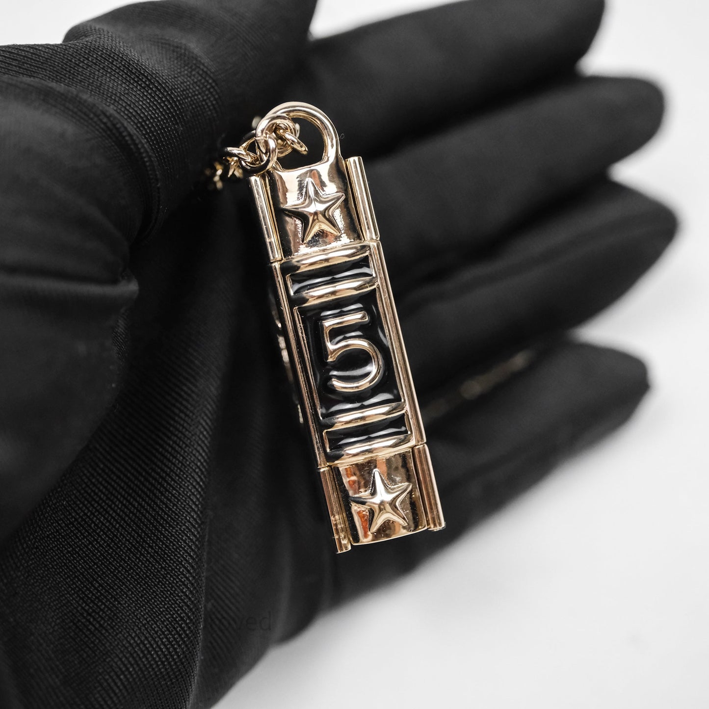 Chanel CC Logo Lion Book Locket Black/Light Gold Necklace 22C