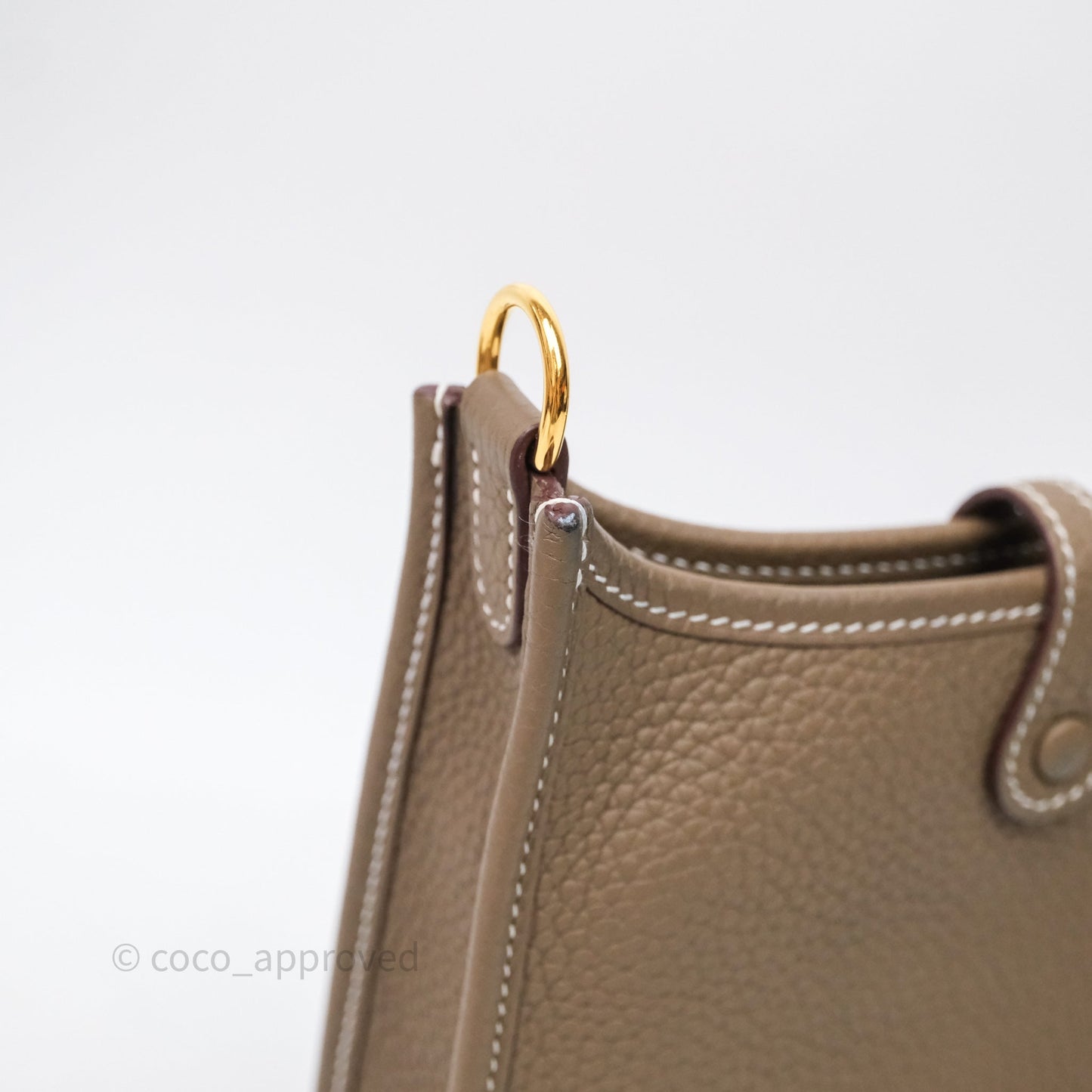 Hermès Mini Evelyne 16 Etoupe 18 Clemence Palladium Hardware Bleu Indigo Strap