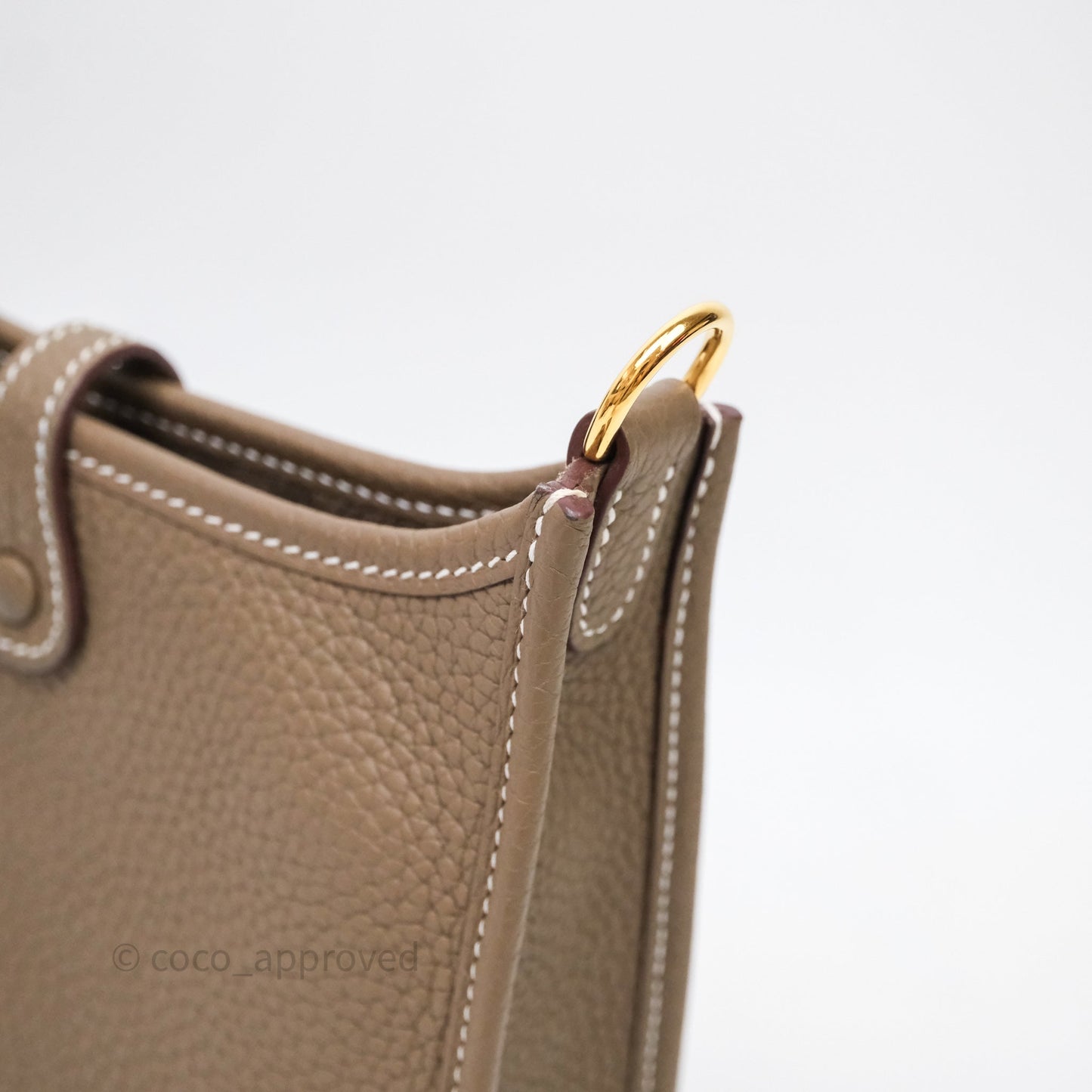 Hermès Mini Evelyne 16 Etoupe 18 Clemence Palladium Hardware Bleu Indigo Strap