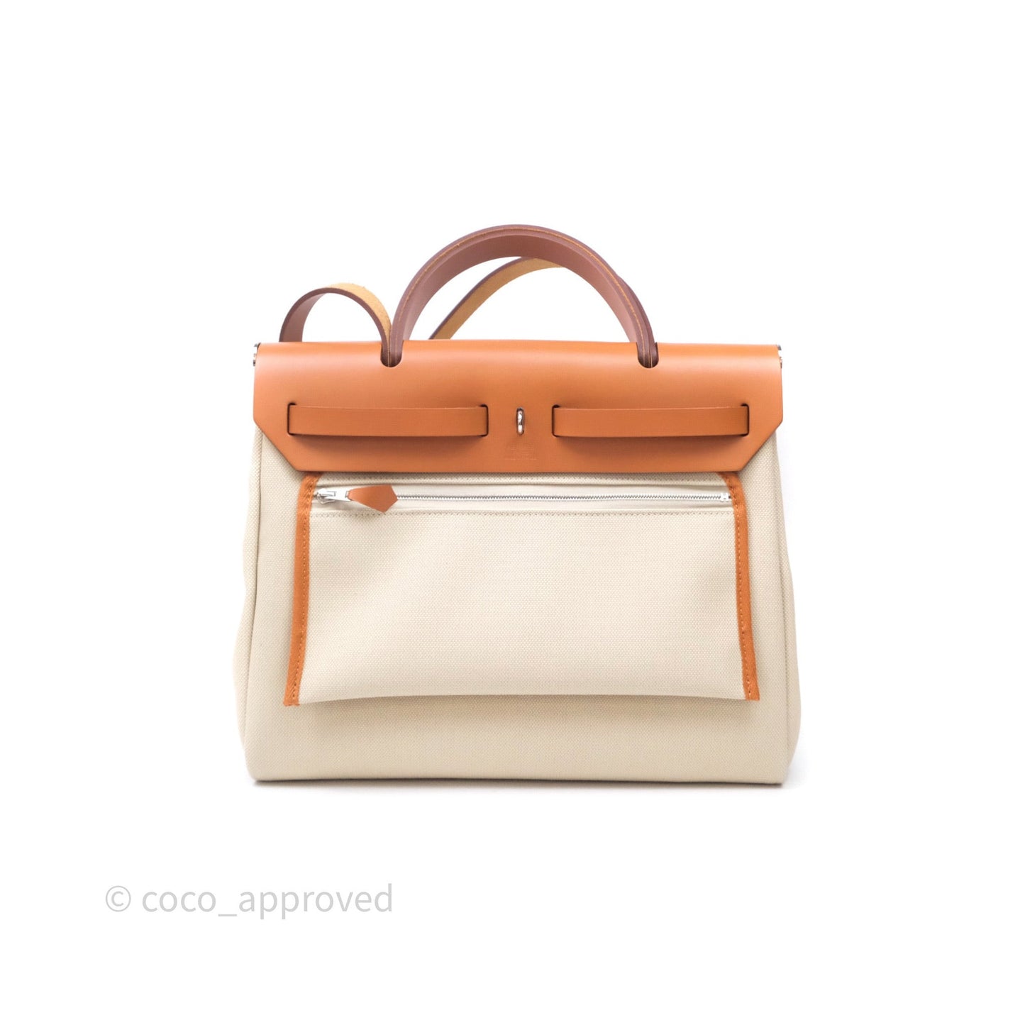 Hermès Herbag Zip 31 Retourne, Beton/Nature 8L Canvas Palladium Hardware