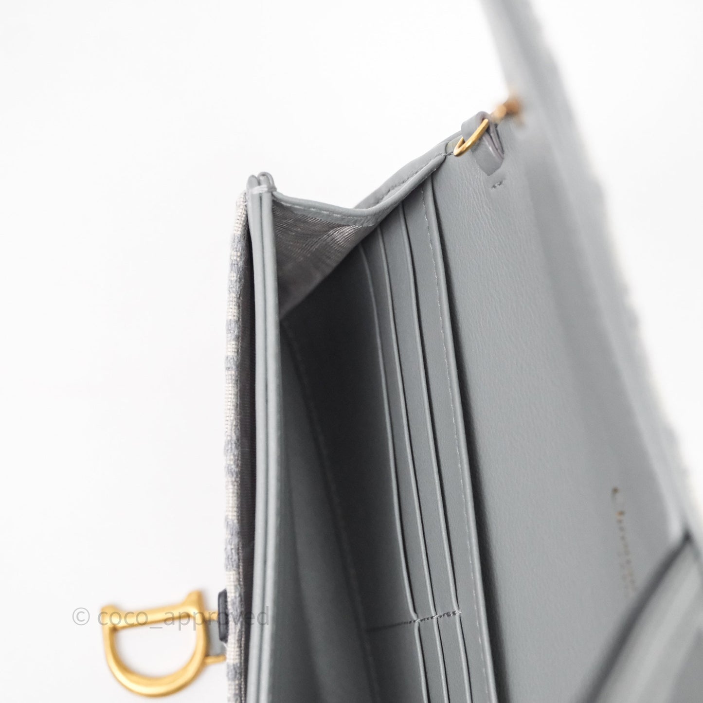 Christian Dior Saddle Chain Pouch Gray Oblique Jacquard